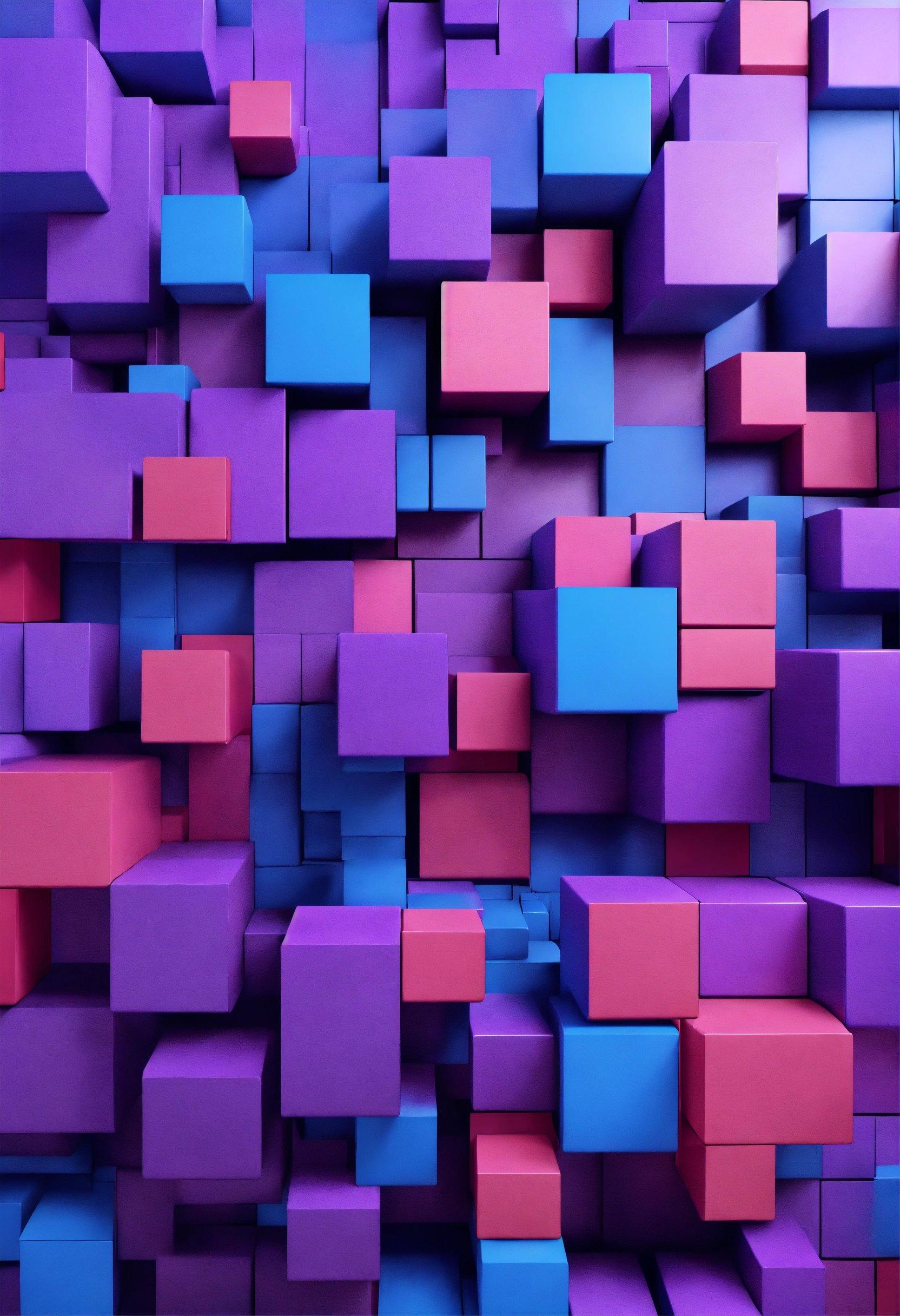 A Large Group Of Purple And Pink Cubes