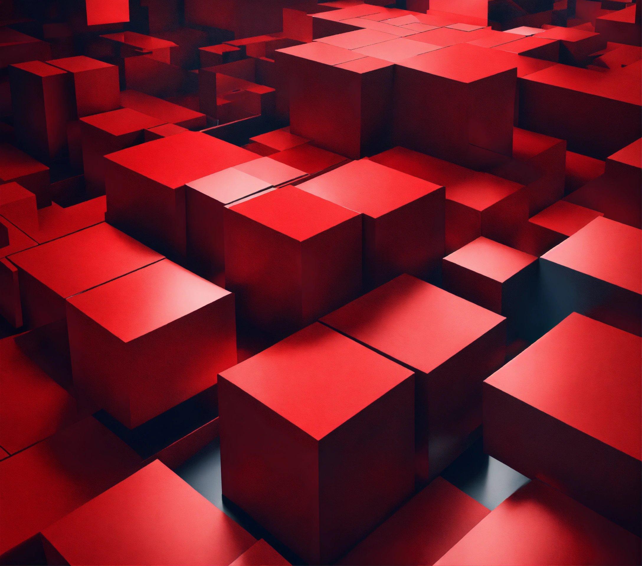 A Large Group Of Red Cubes In A Room