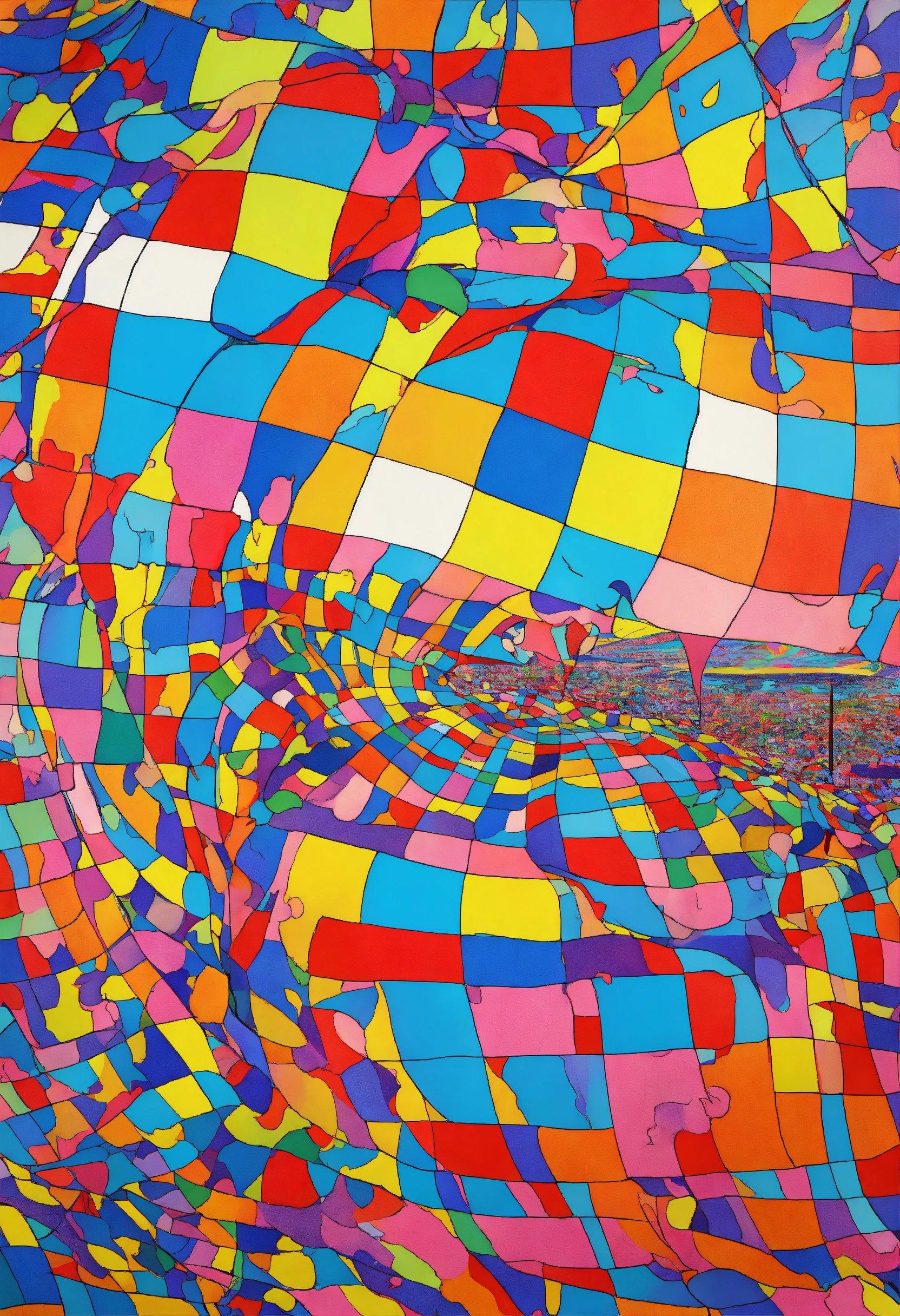 A Large Multicolored Kite Flying In The Sky