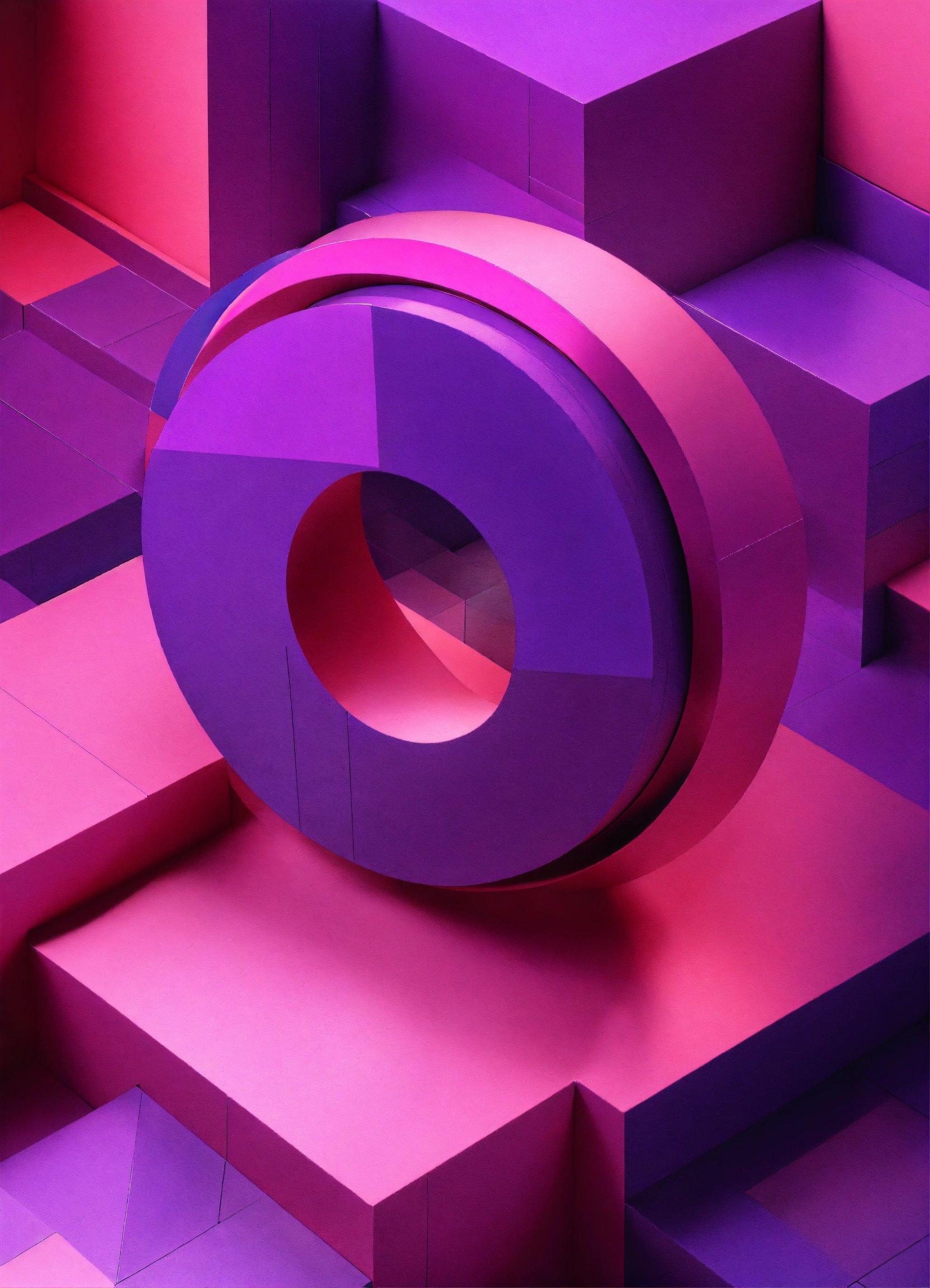 A Large Purple Object Sitting On Top Of A Pink Floor