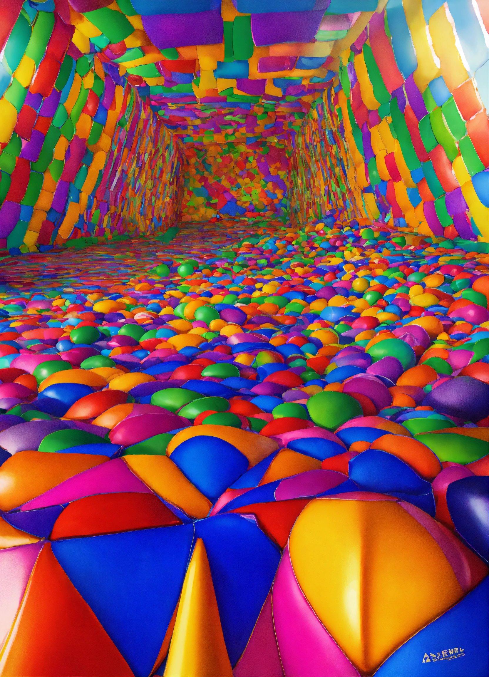 A Large Room Filled With Lots Of Colorful Balls