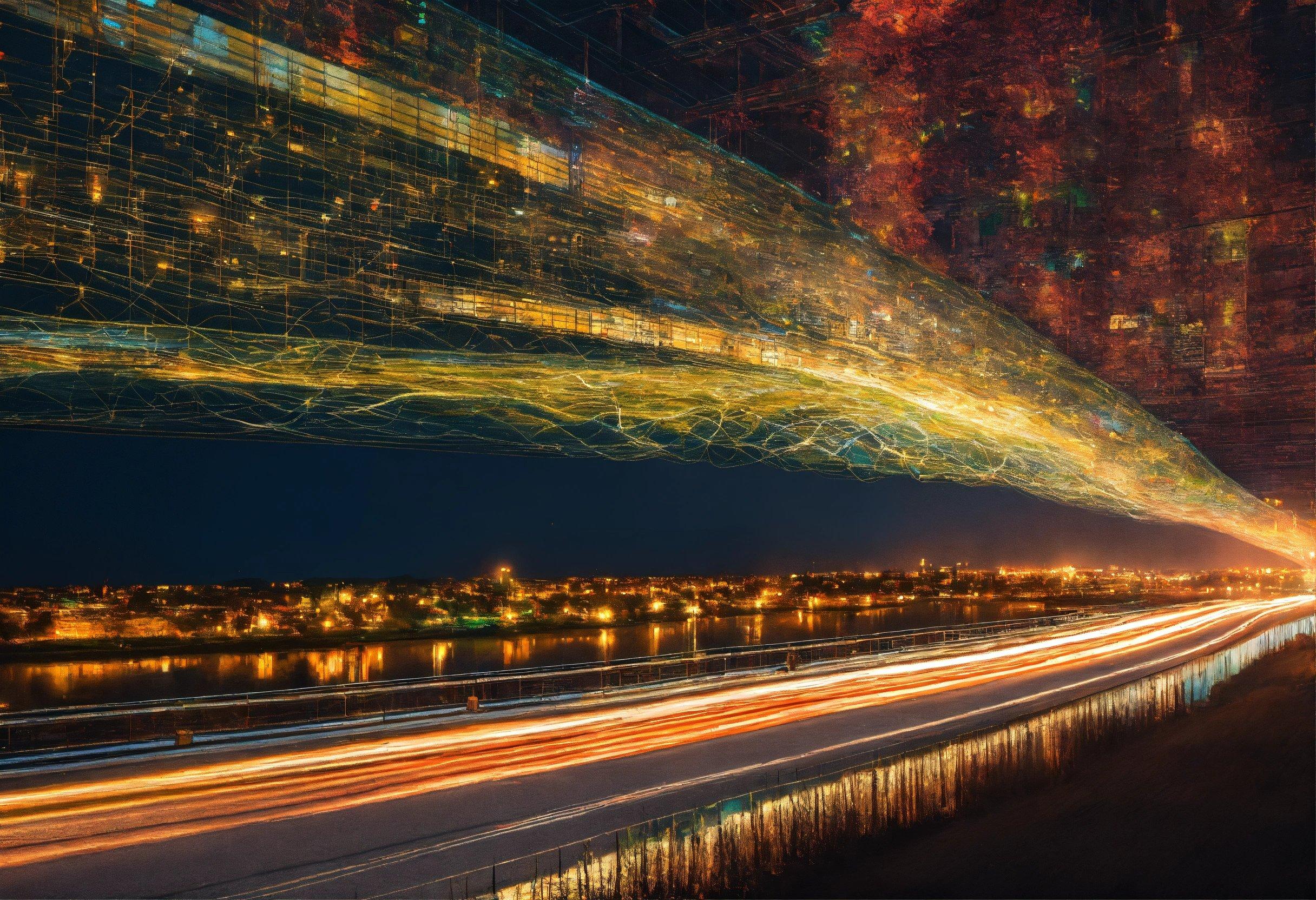 A Long Exposure Photo Of A City At Night