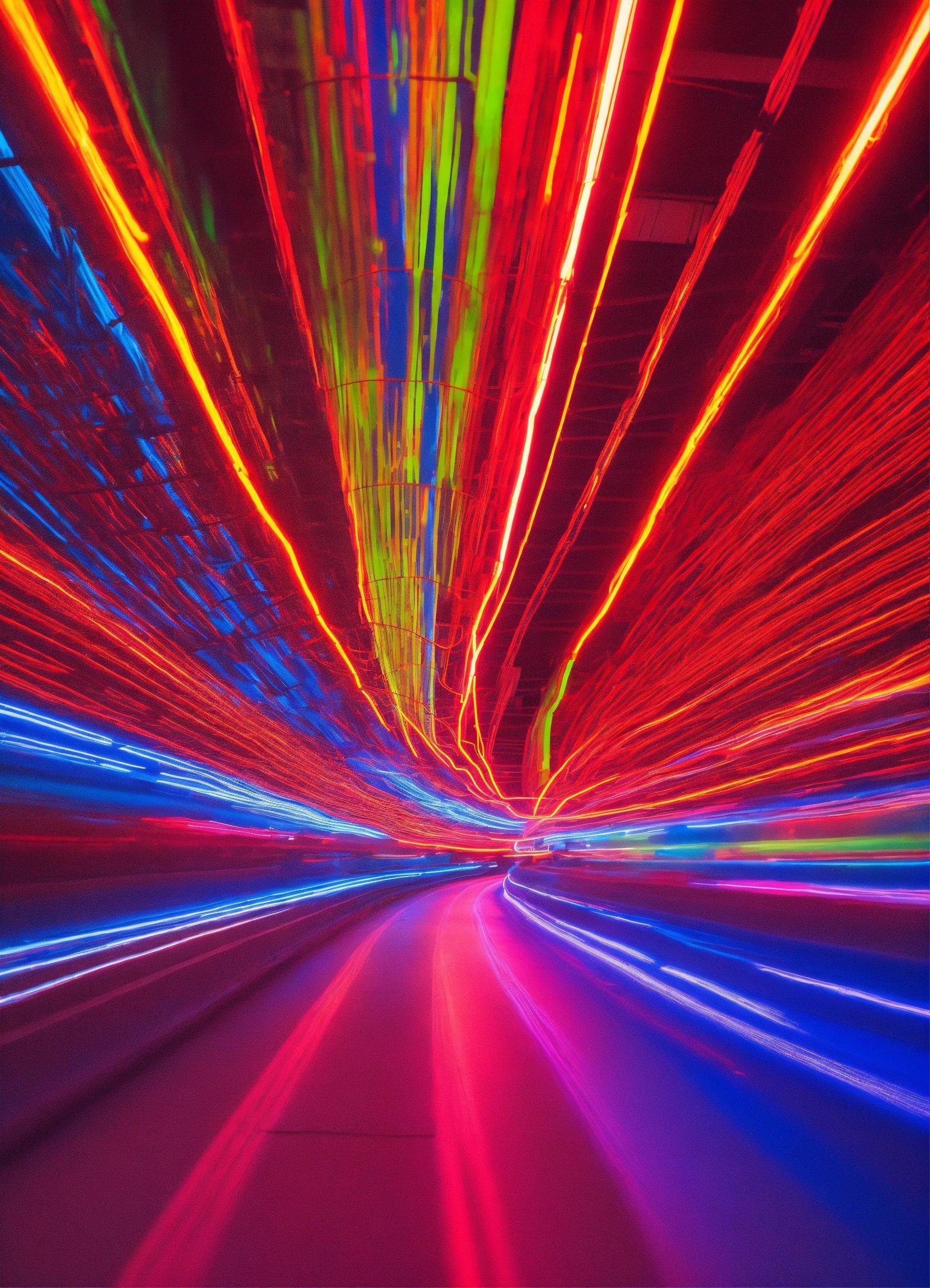 A Long Exposure Photo Of A Tunnel With Bright Lights