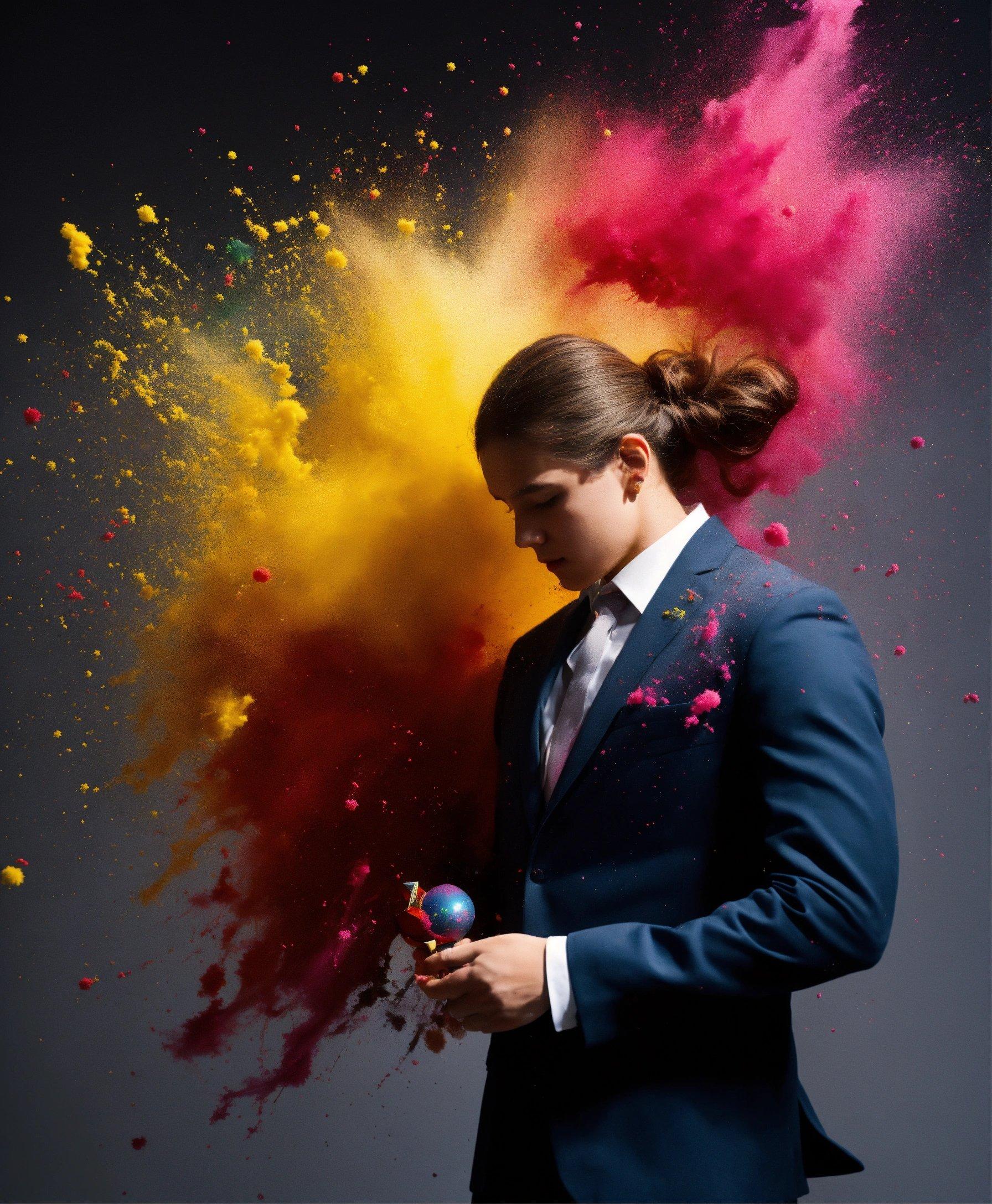 A Man In A Suit And Tie Holding A Ball