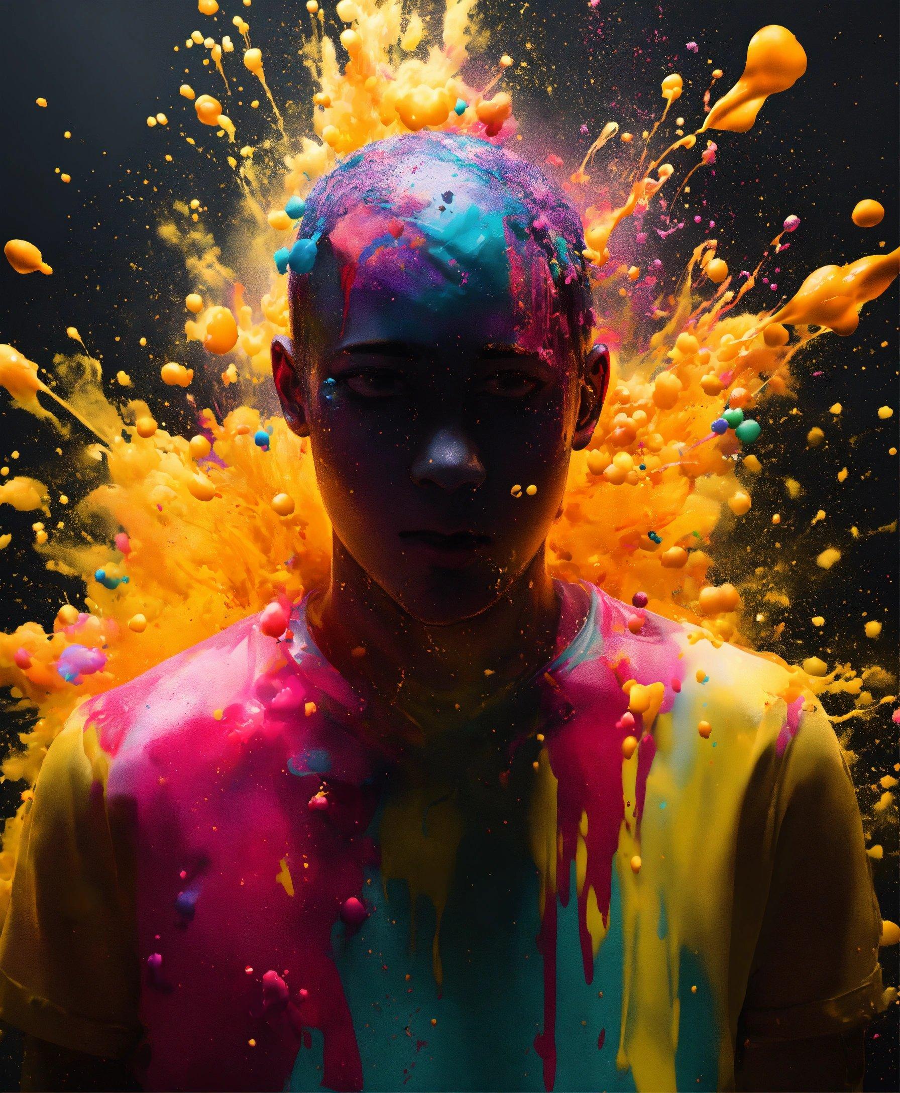 A Man With Colored Paint On His Face