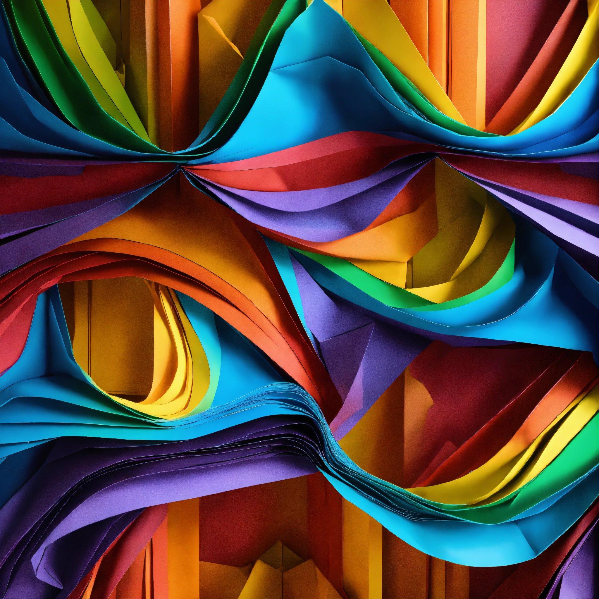 A Multicolored Abstract Background Made Up Of Folded Paper