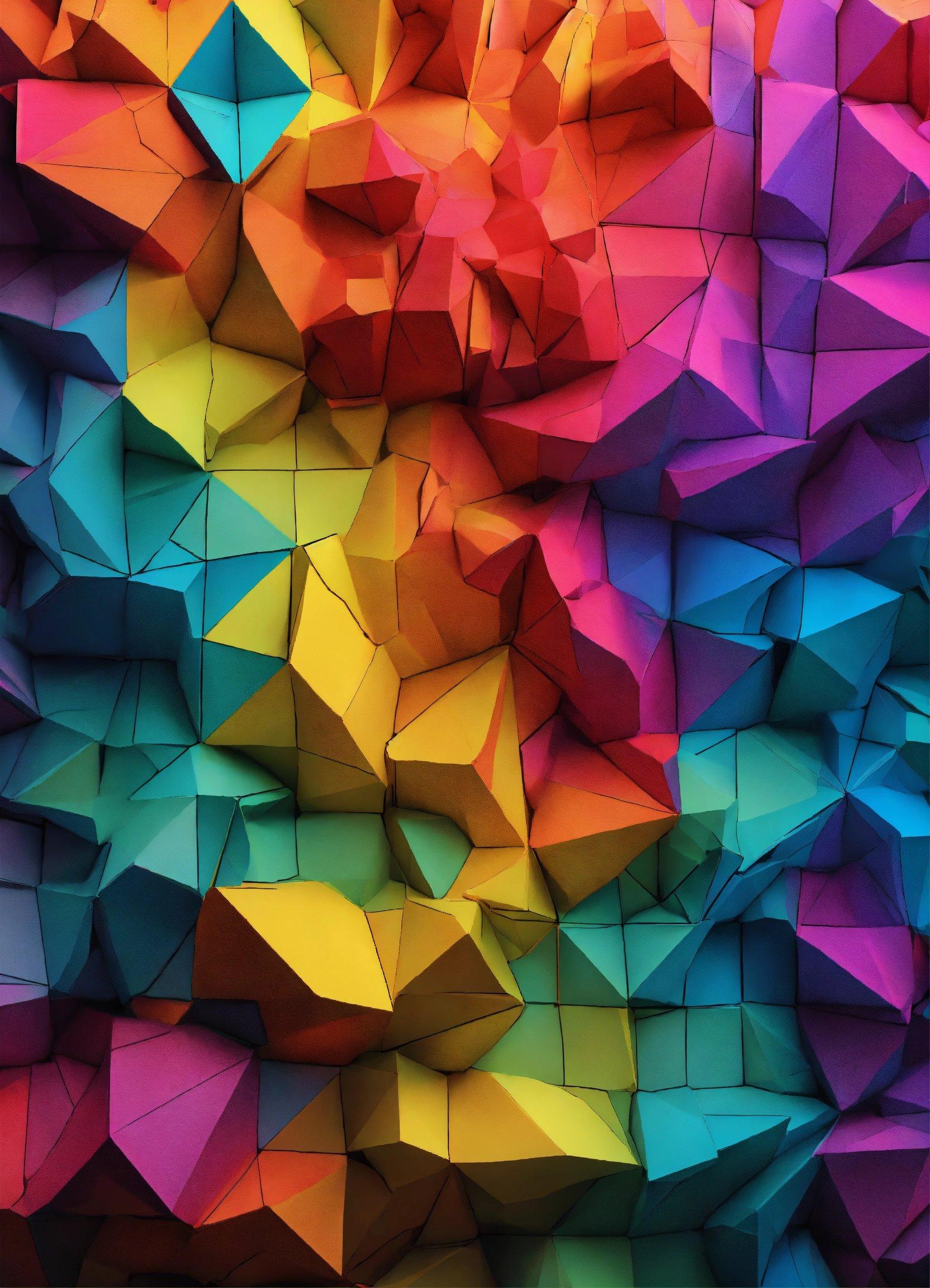 A Multicolored Abstract Background Of Folded Origami