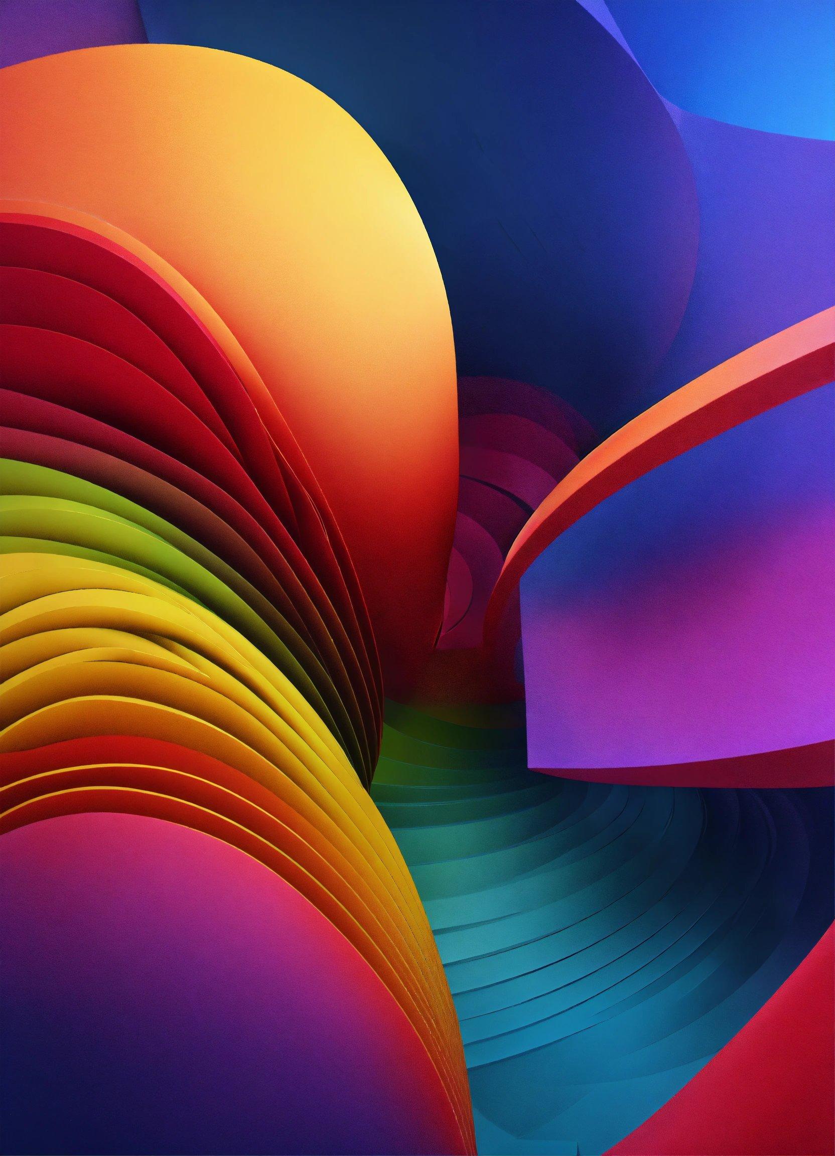 A Multicolored Abstract Background With Curved Shapes