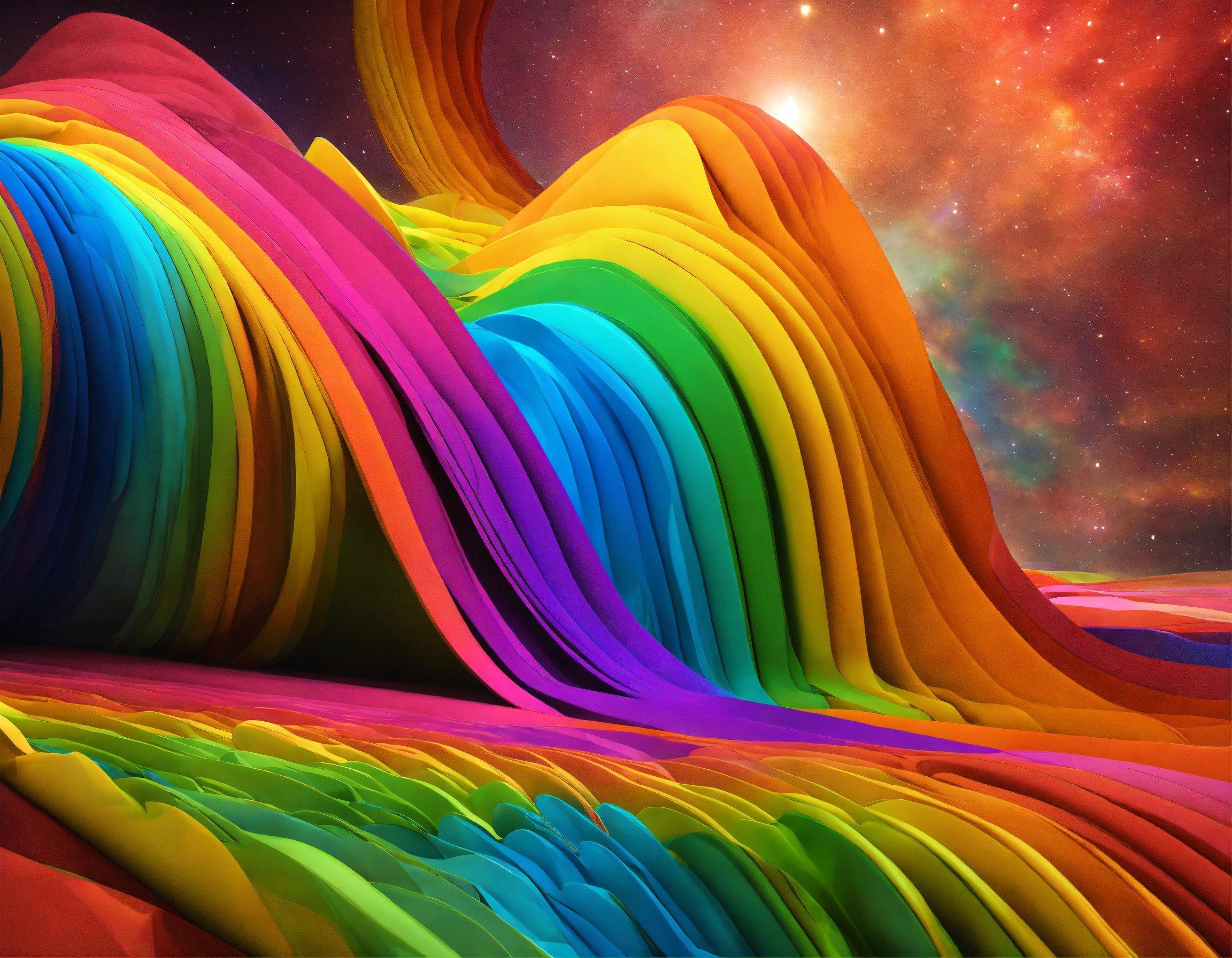 A Multicolored Abstract Image Of A Mountain