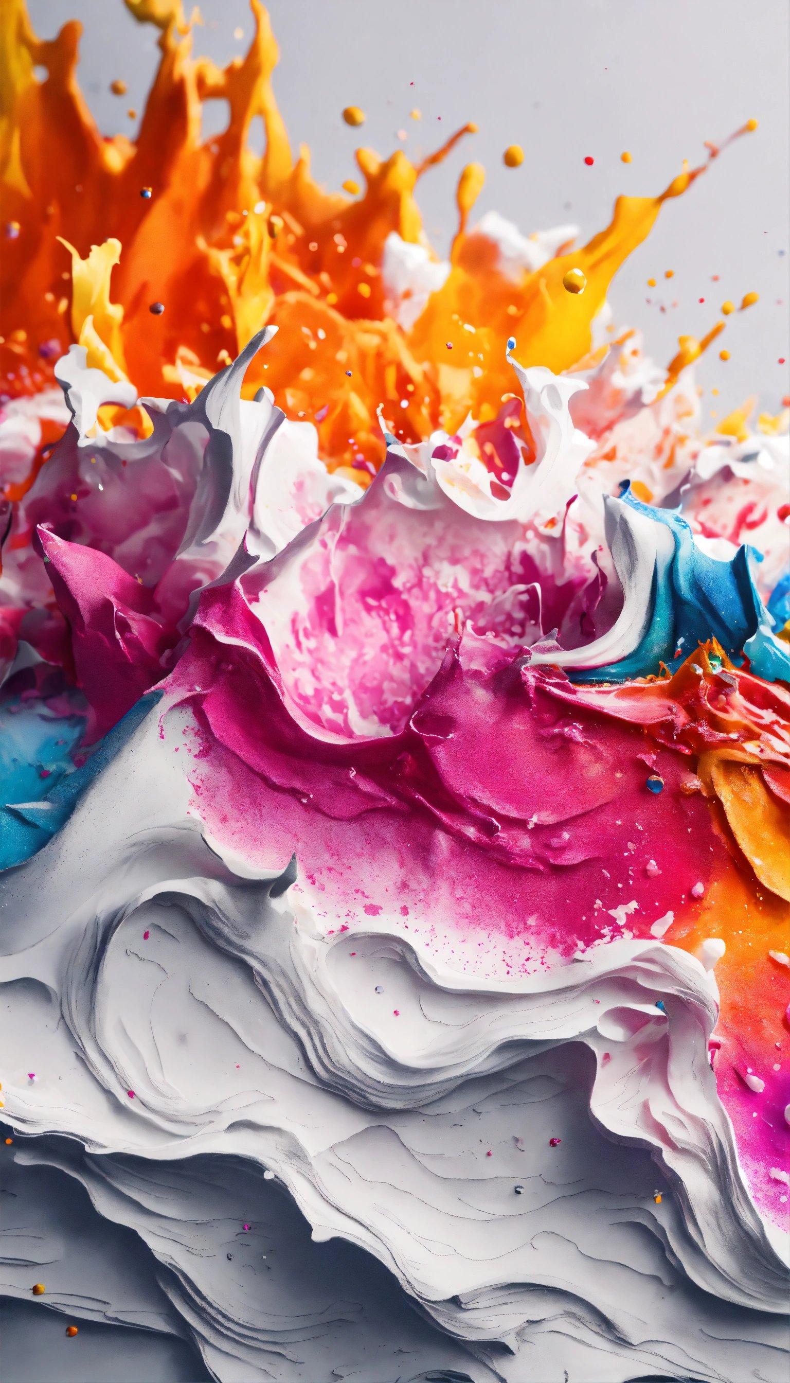 A Multicolored Abstract Painting Of A Wave Of Paint