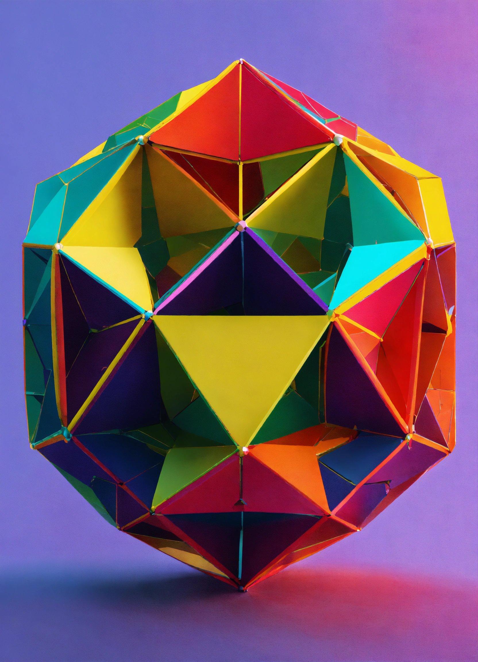 A Multicolored Ball Of Origami On A Purple Background