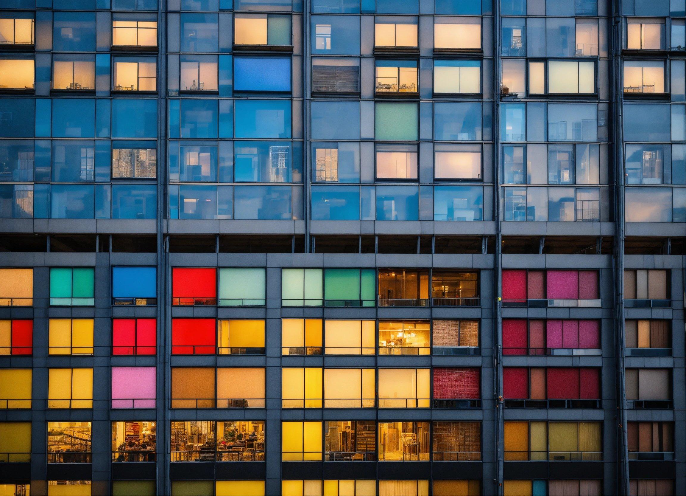 A Multicolored Building With A Lot Of Windows