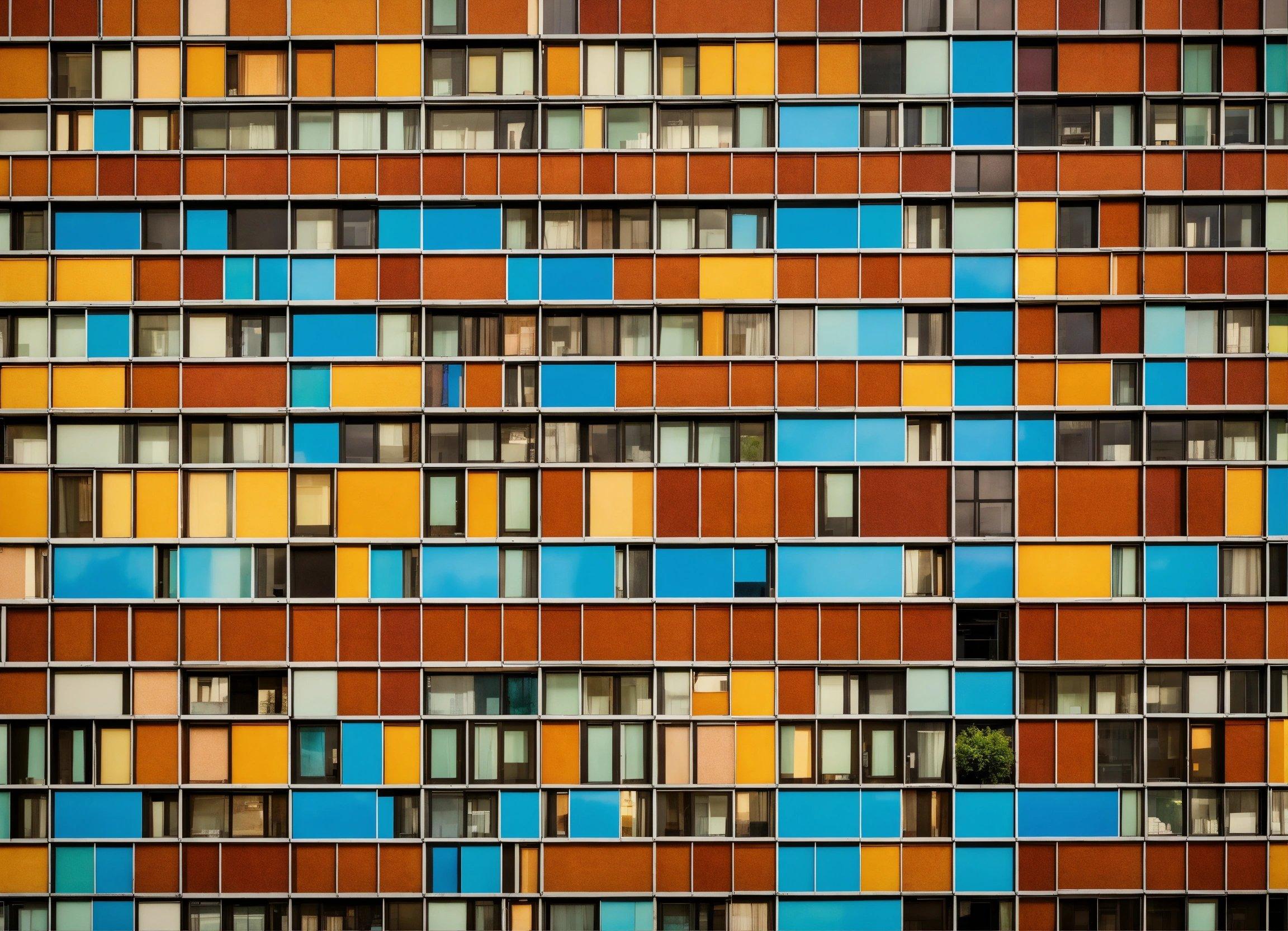 A Multicolored Building With Lots Of Windows