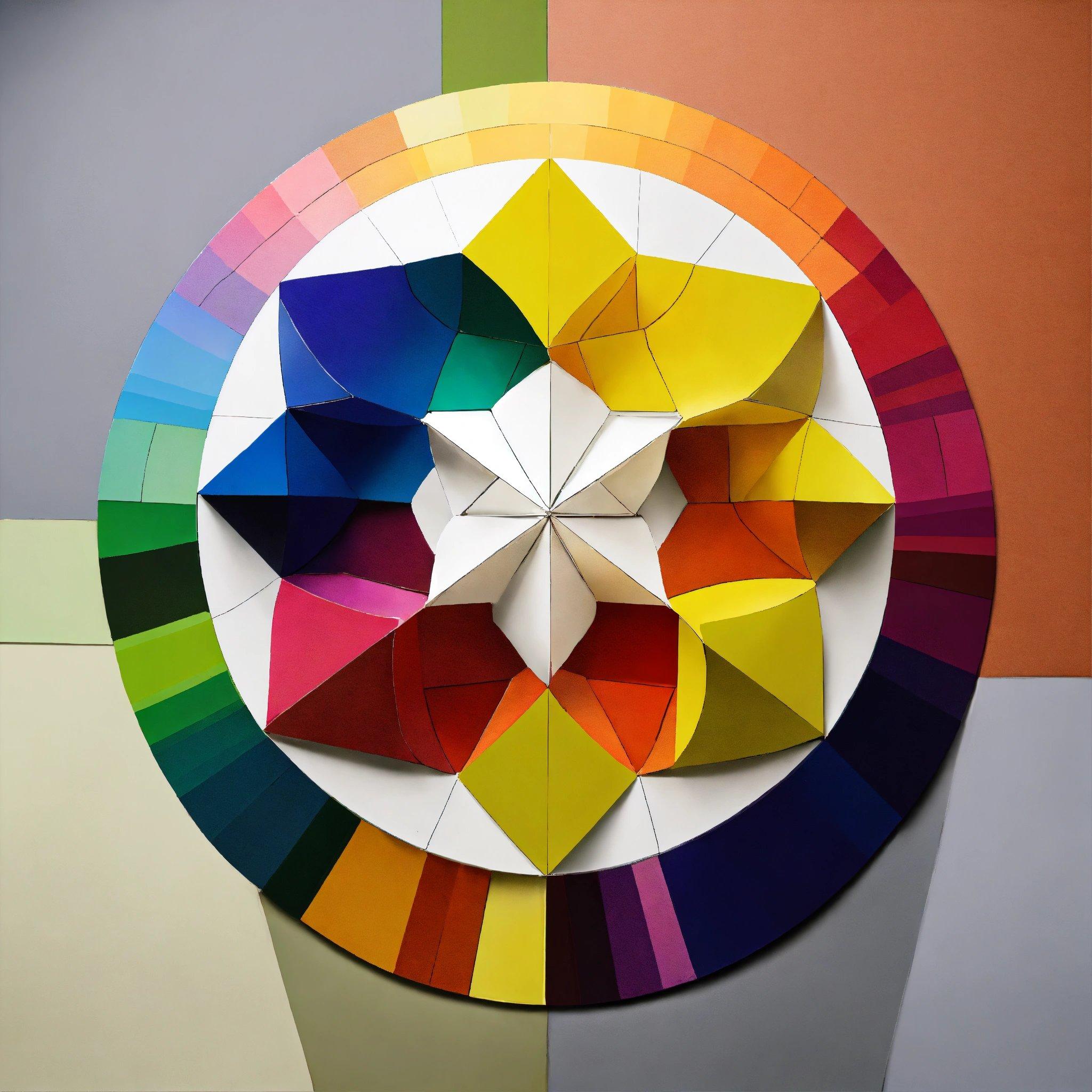 A Multicolored Circular Artwork With A White Center