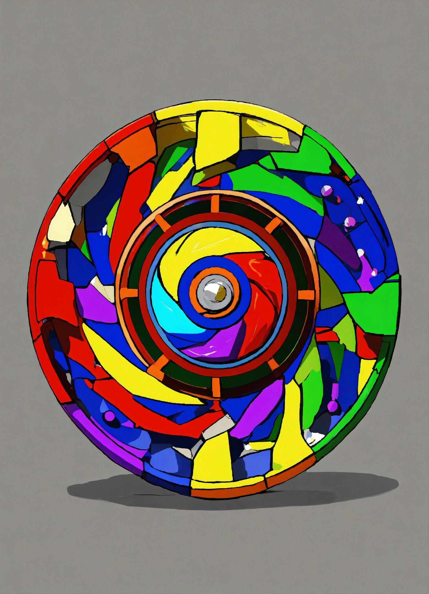 A Multicolored Glass Plate With A Circular Design