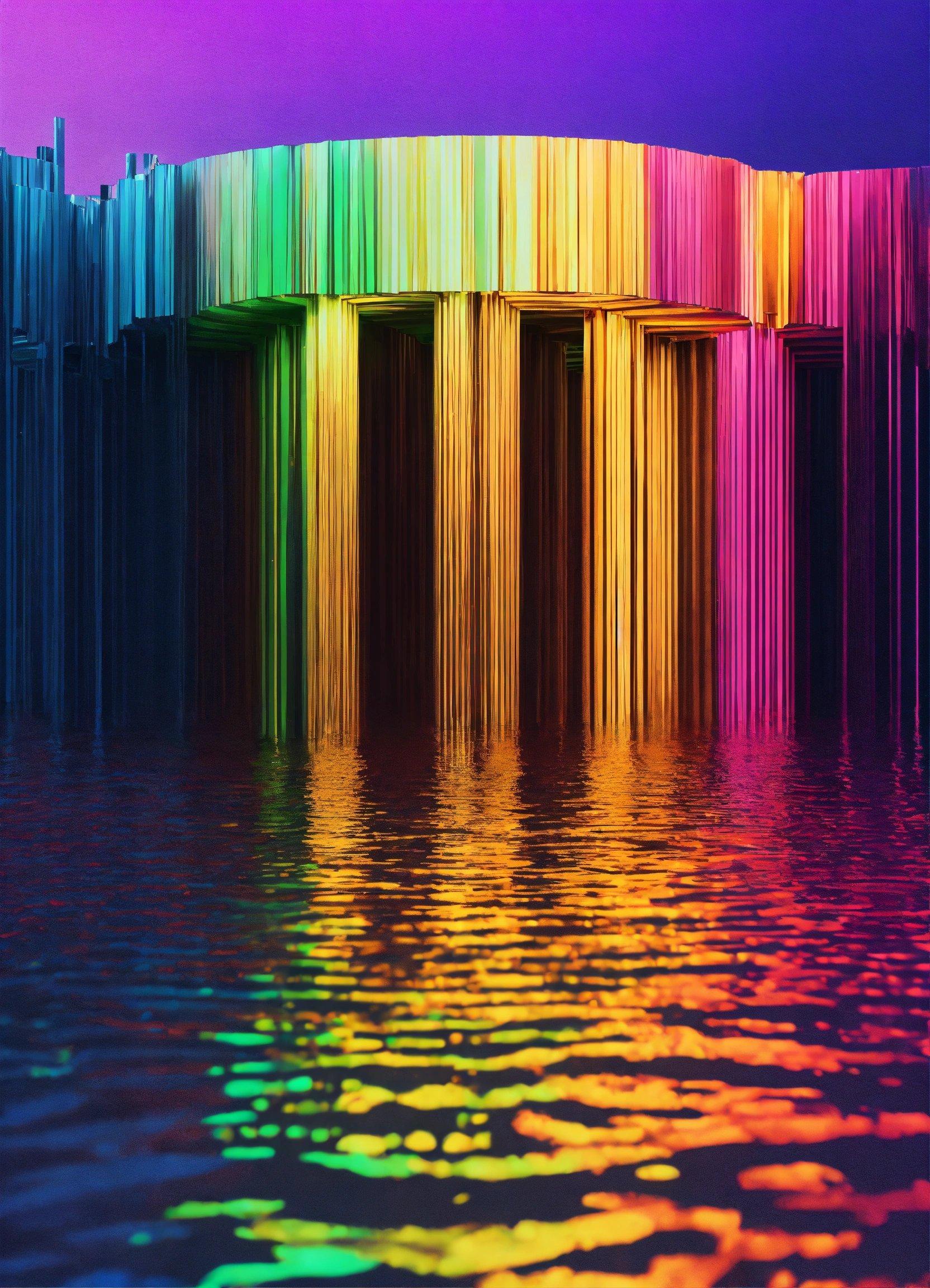 A Multicolored Image Of A Rainbow Colored Building