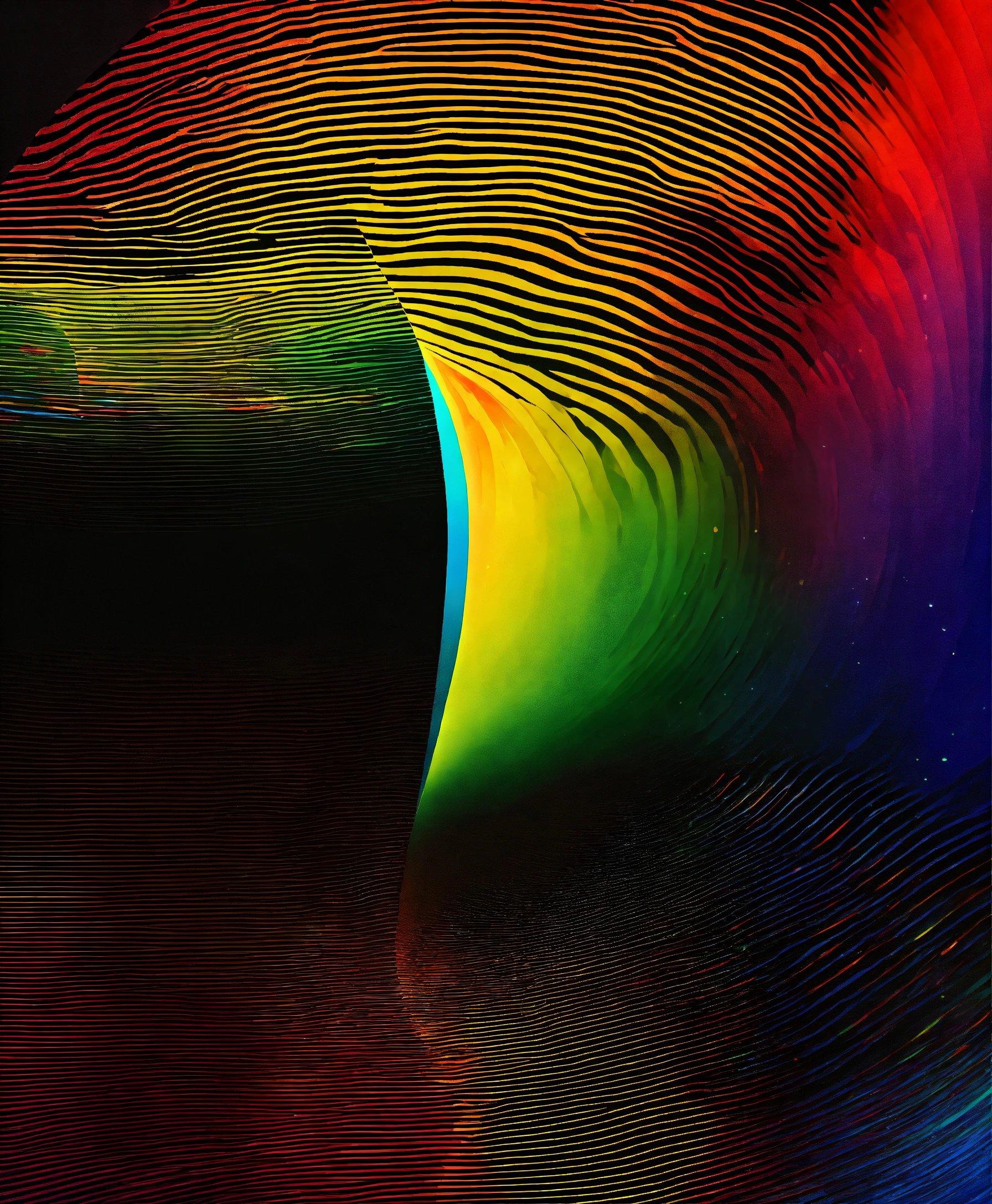 A Multicolored Image Of A Wave With A Black Background