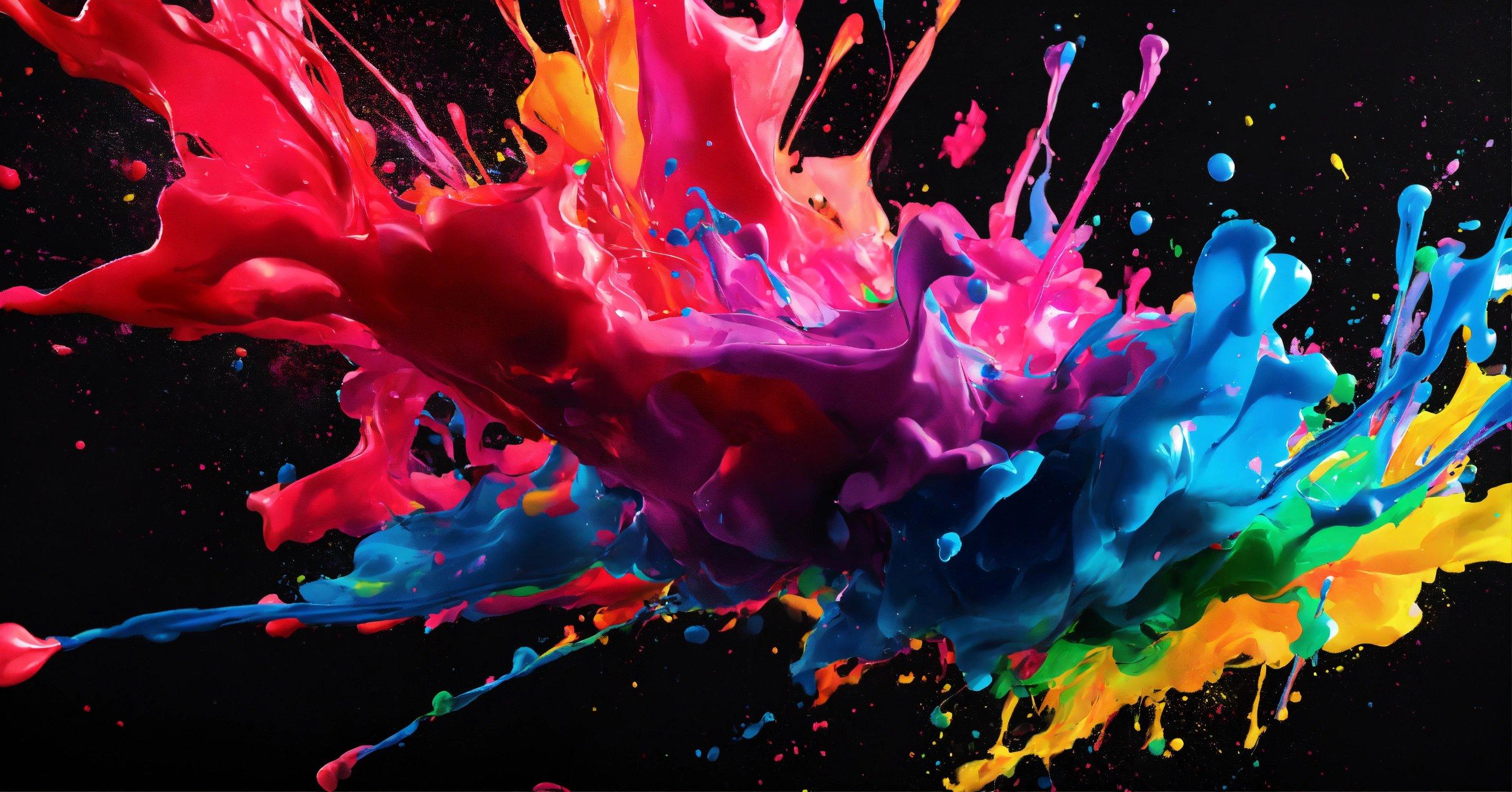 A Multicolored Liquid Splashing On A Black Background