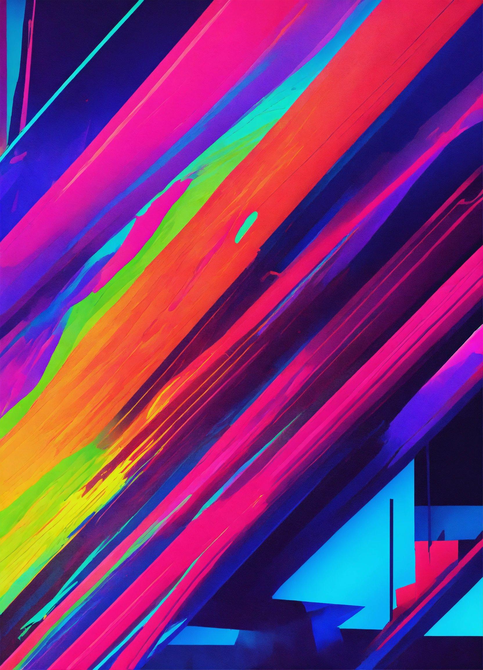 A Multicolored Painting Of Lines And Shapes