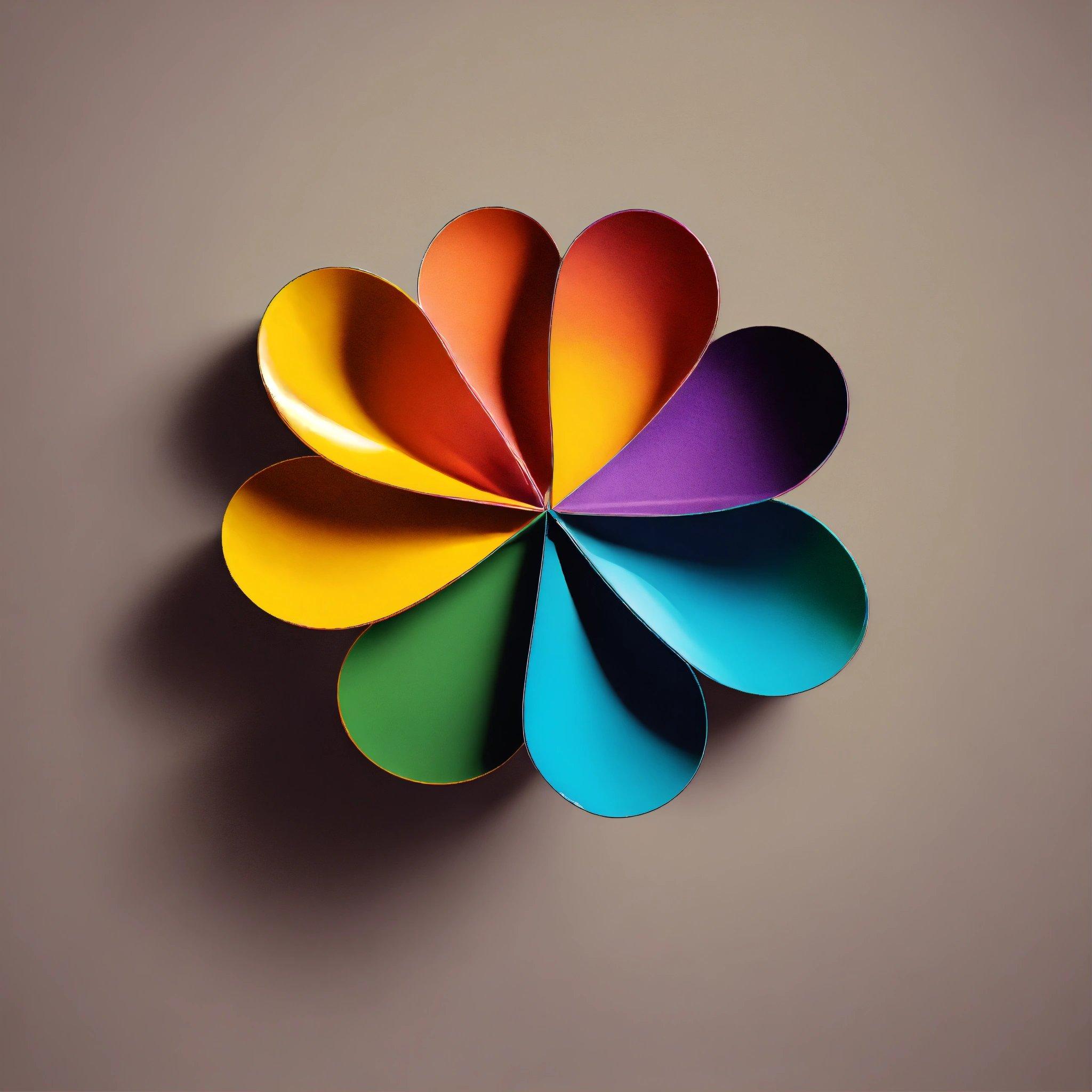 A Multicolored Paper Flower On A Brown Background