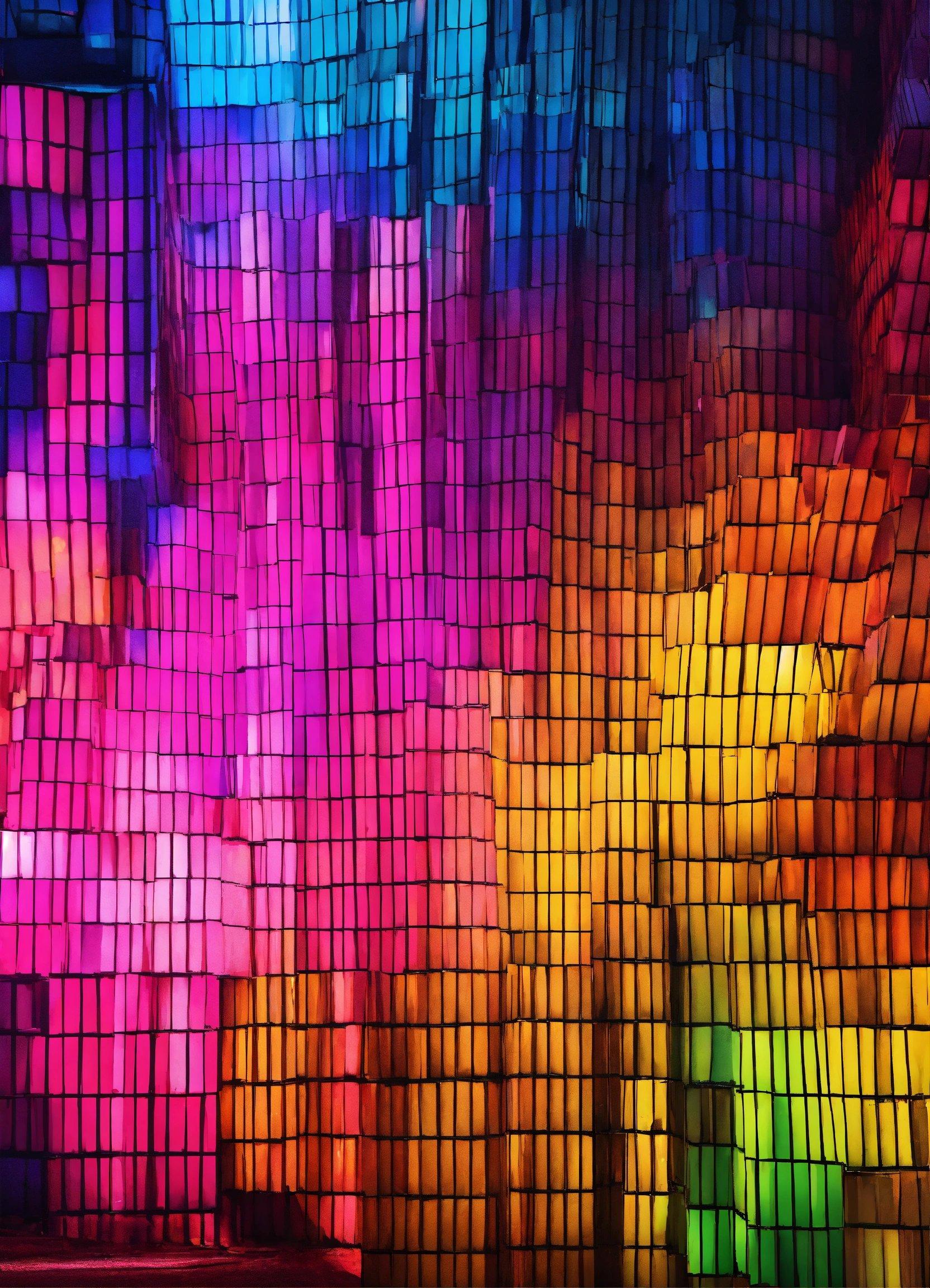 A Multicolored Photo Of A Building Made Of Squares