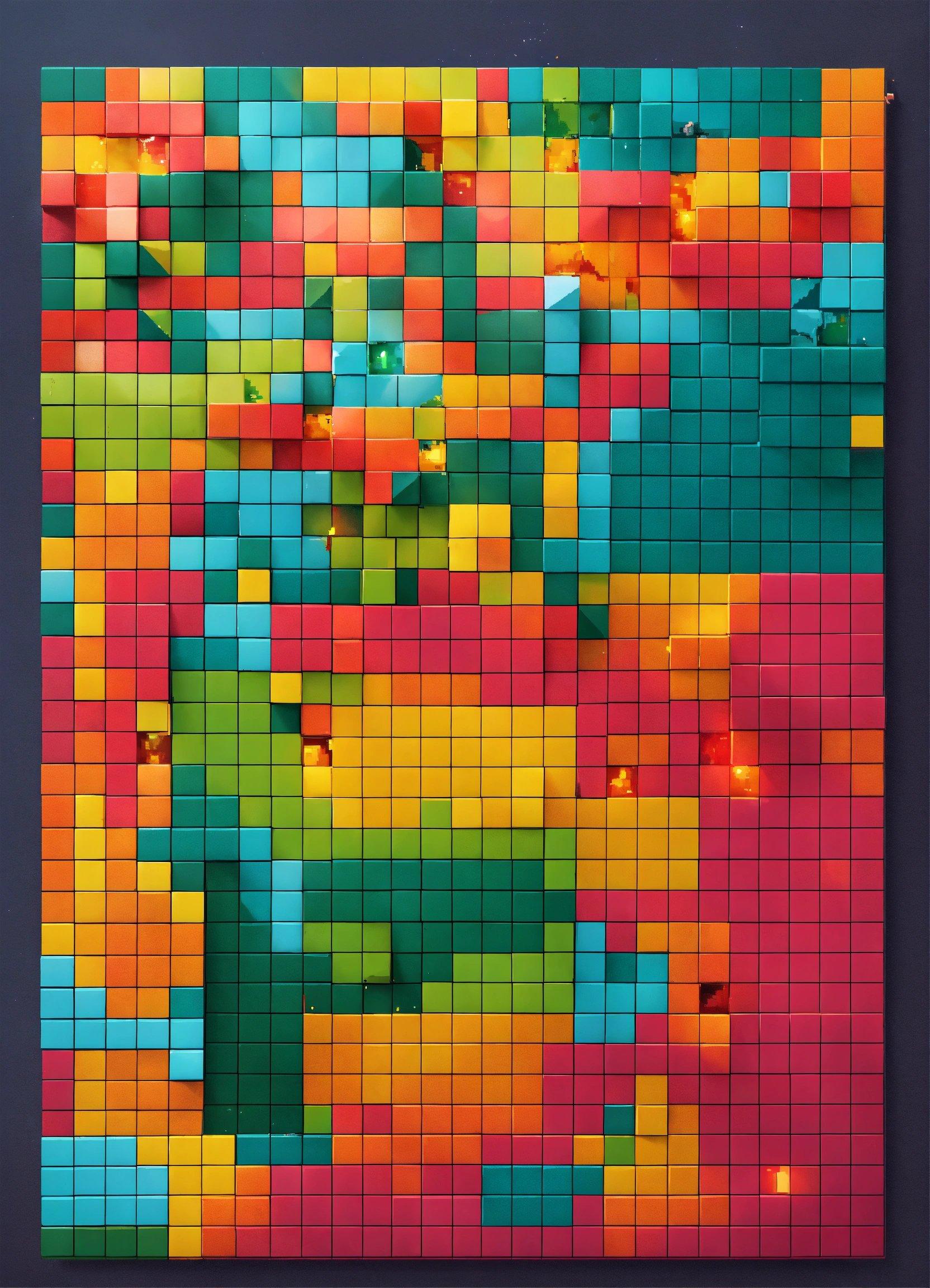 A Multicolored Picture Of A Wall Made Of Squares