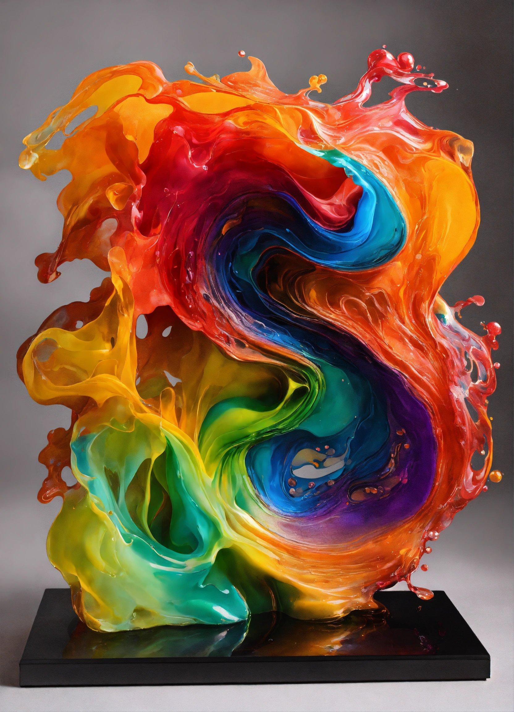 A Multicolored Sculpture On A Black Base