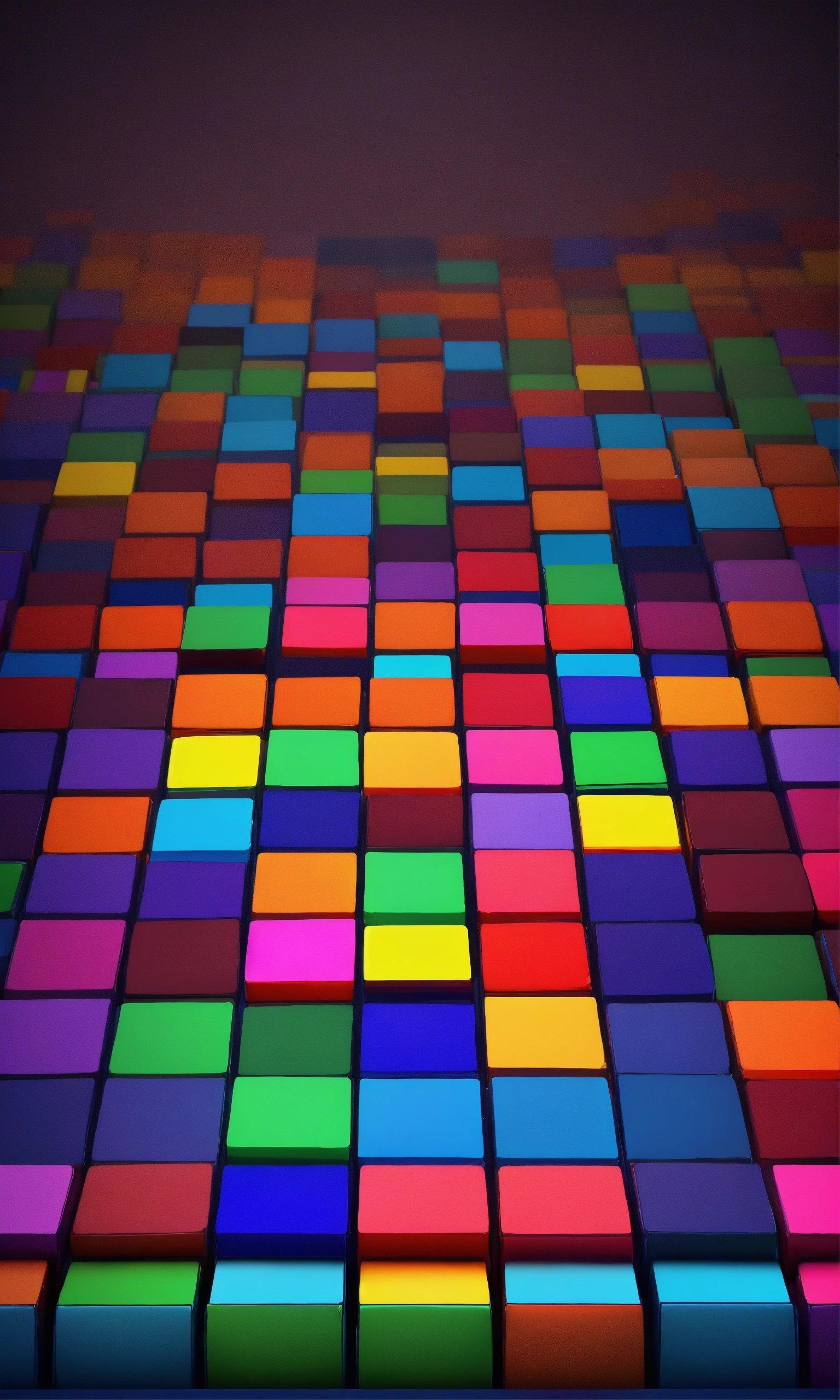 A Multicolored Square Pattern With A Black Background