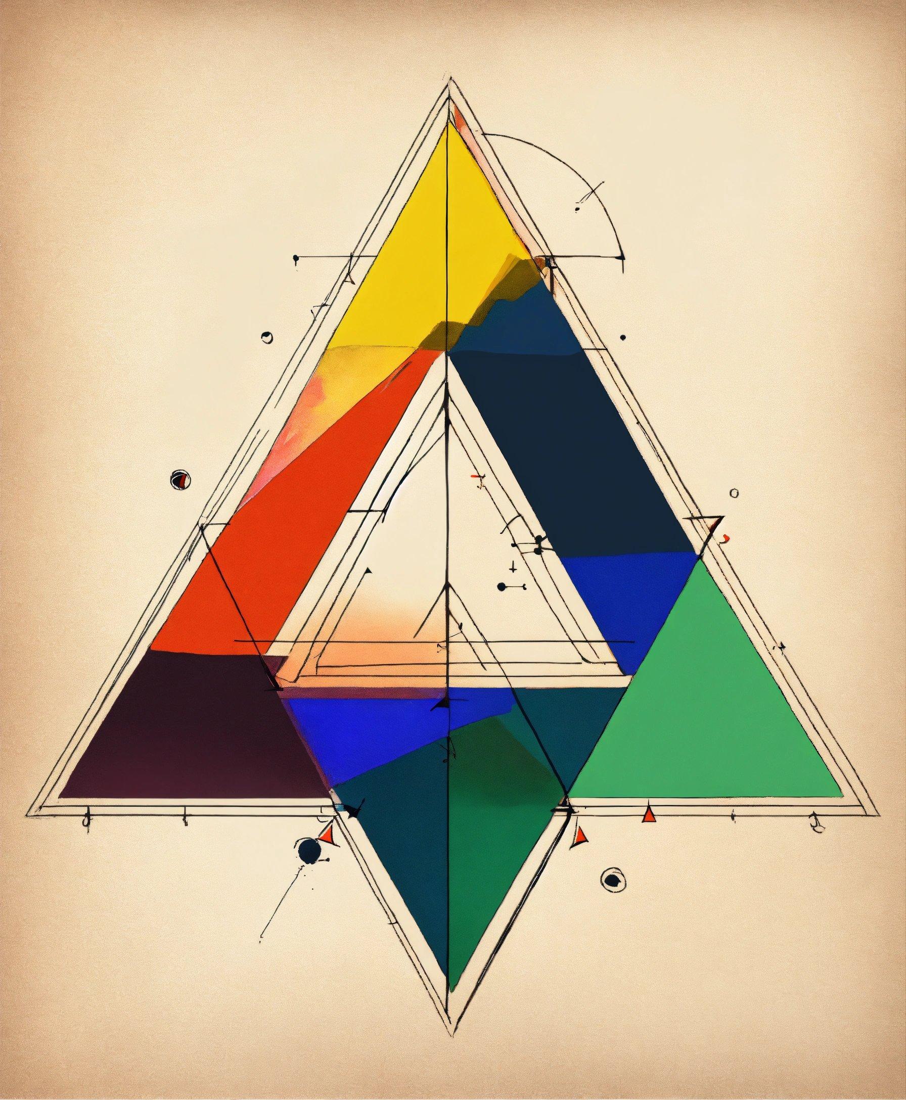 A Multicolored Triangle On A Beige Background