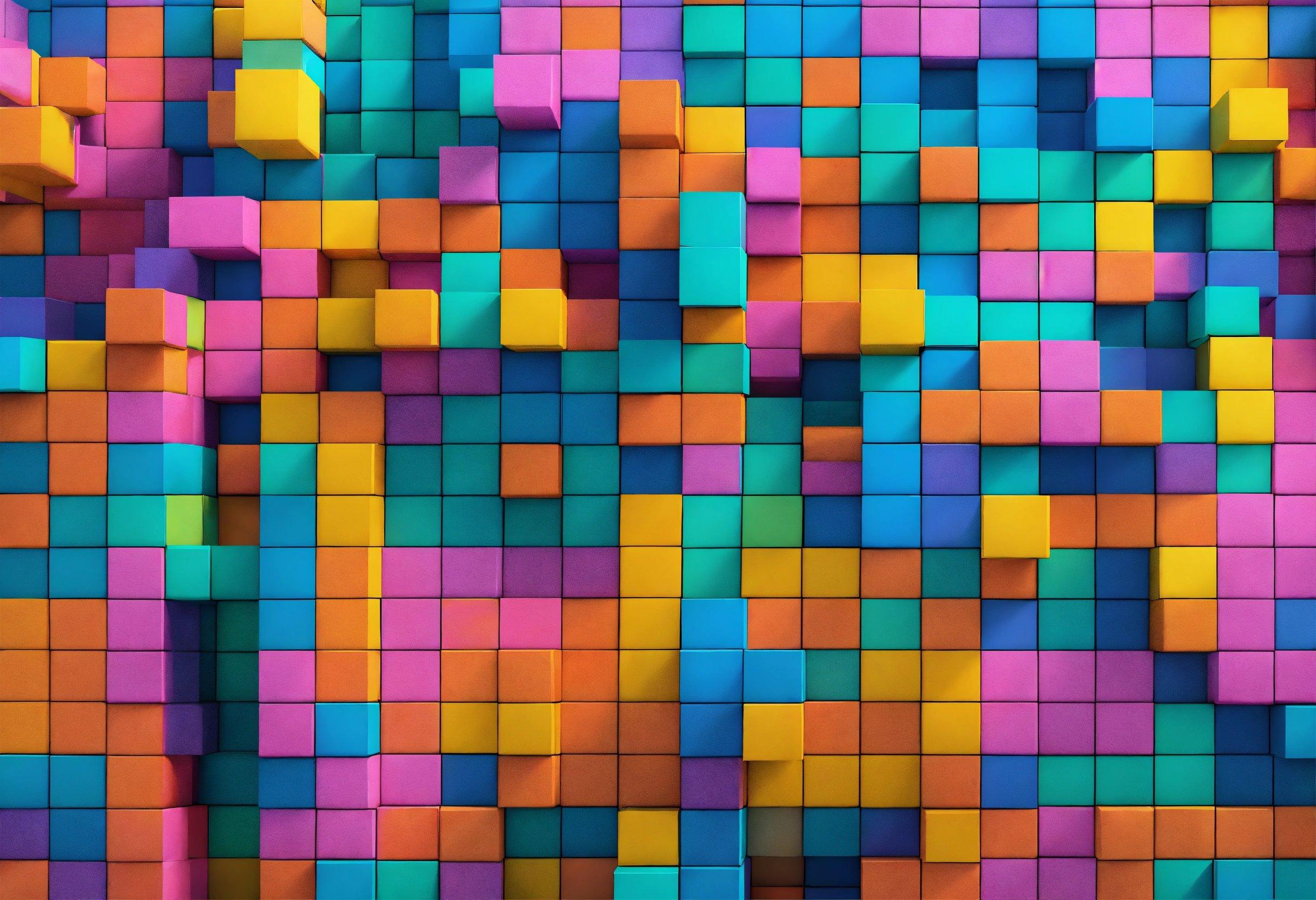 A Multicolored Wall With Many Squares Of Different Colors