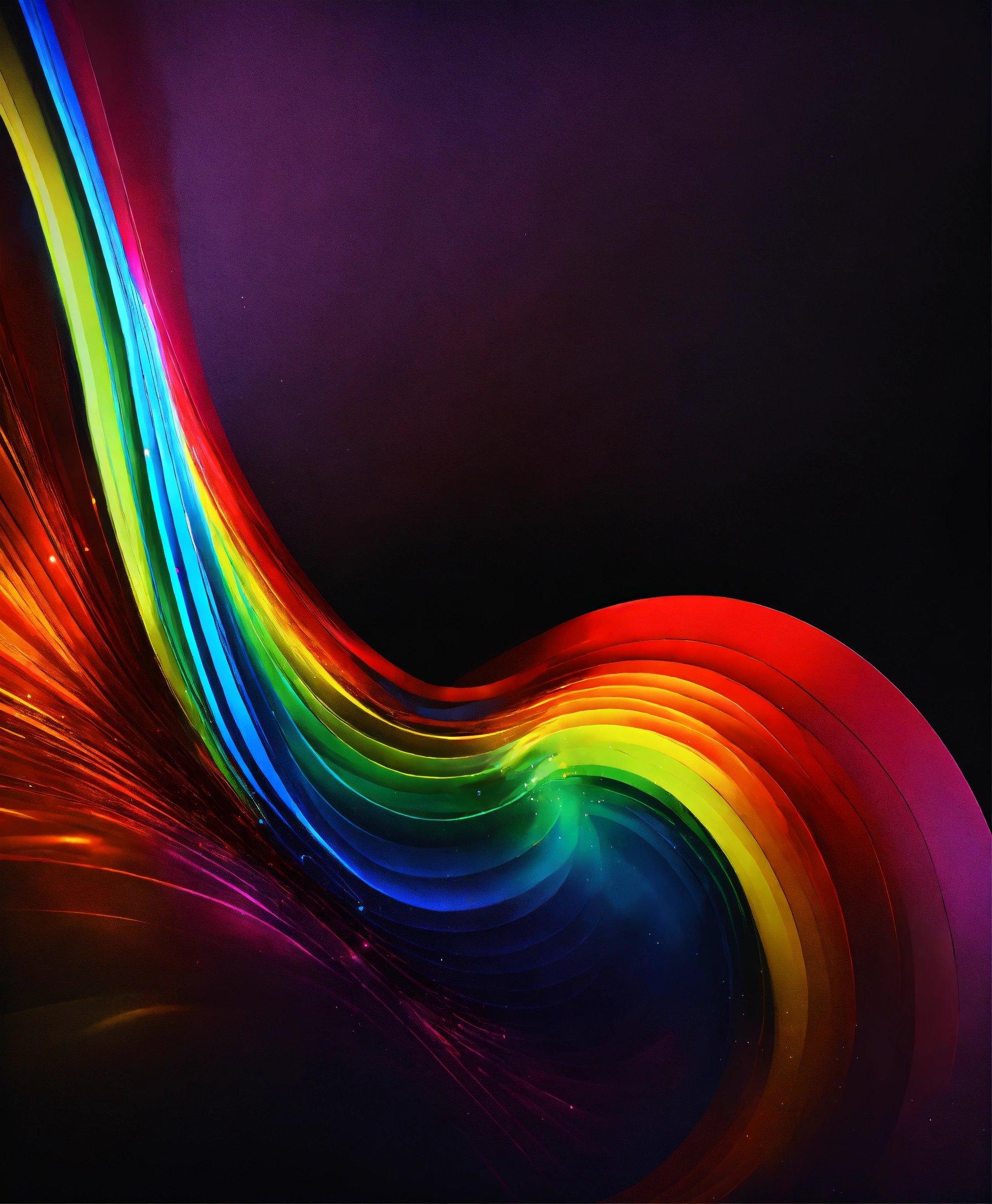 A Multicolored Wave Of Lines On A Black Background