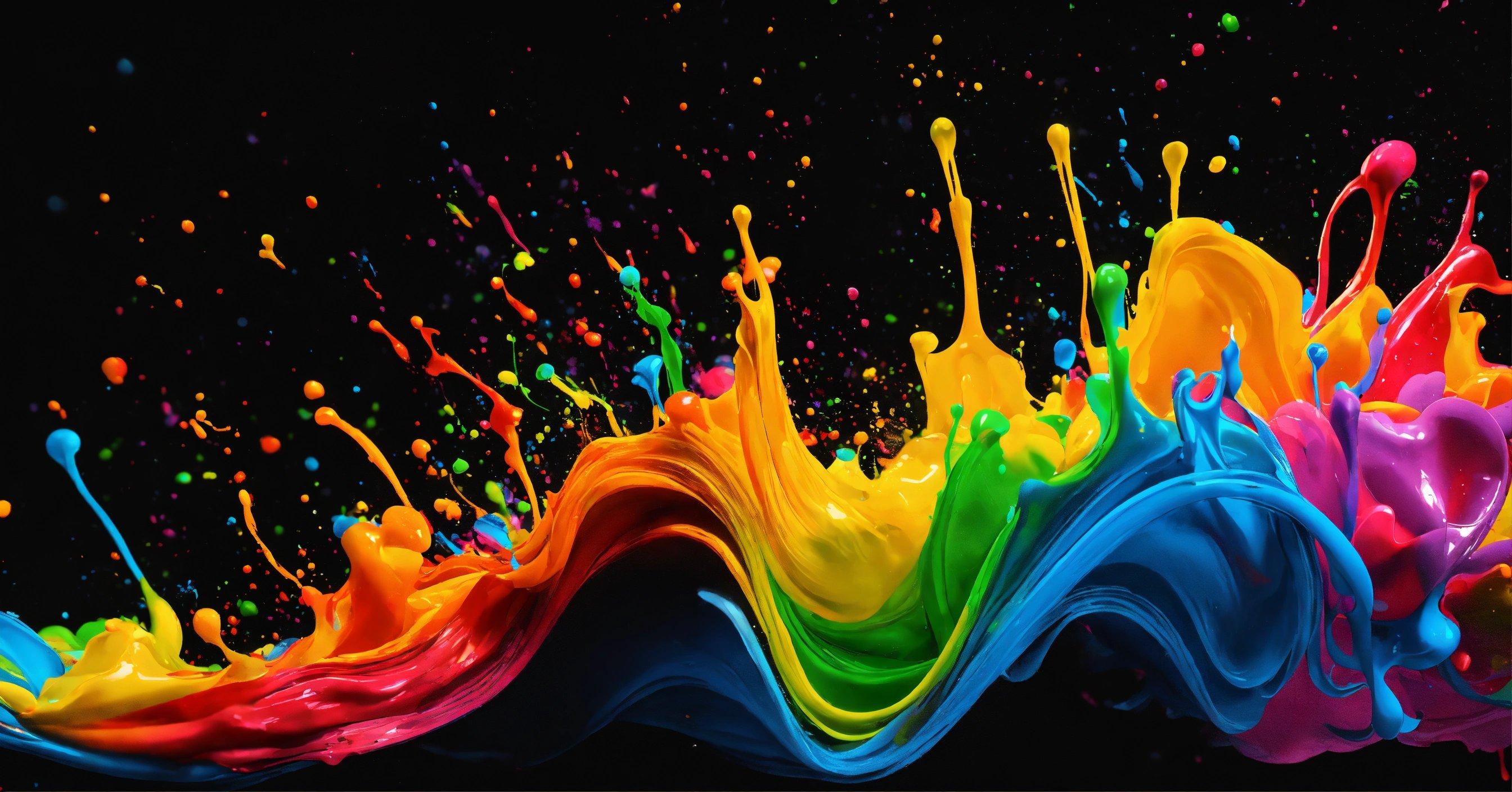 A Multicolored Wave Of Paint On A Black Background