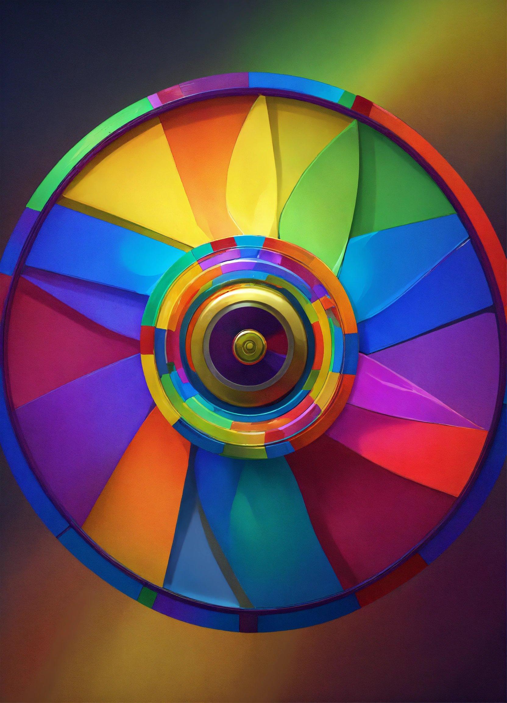 A Multicolored Wheel With A Black Background