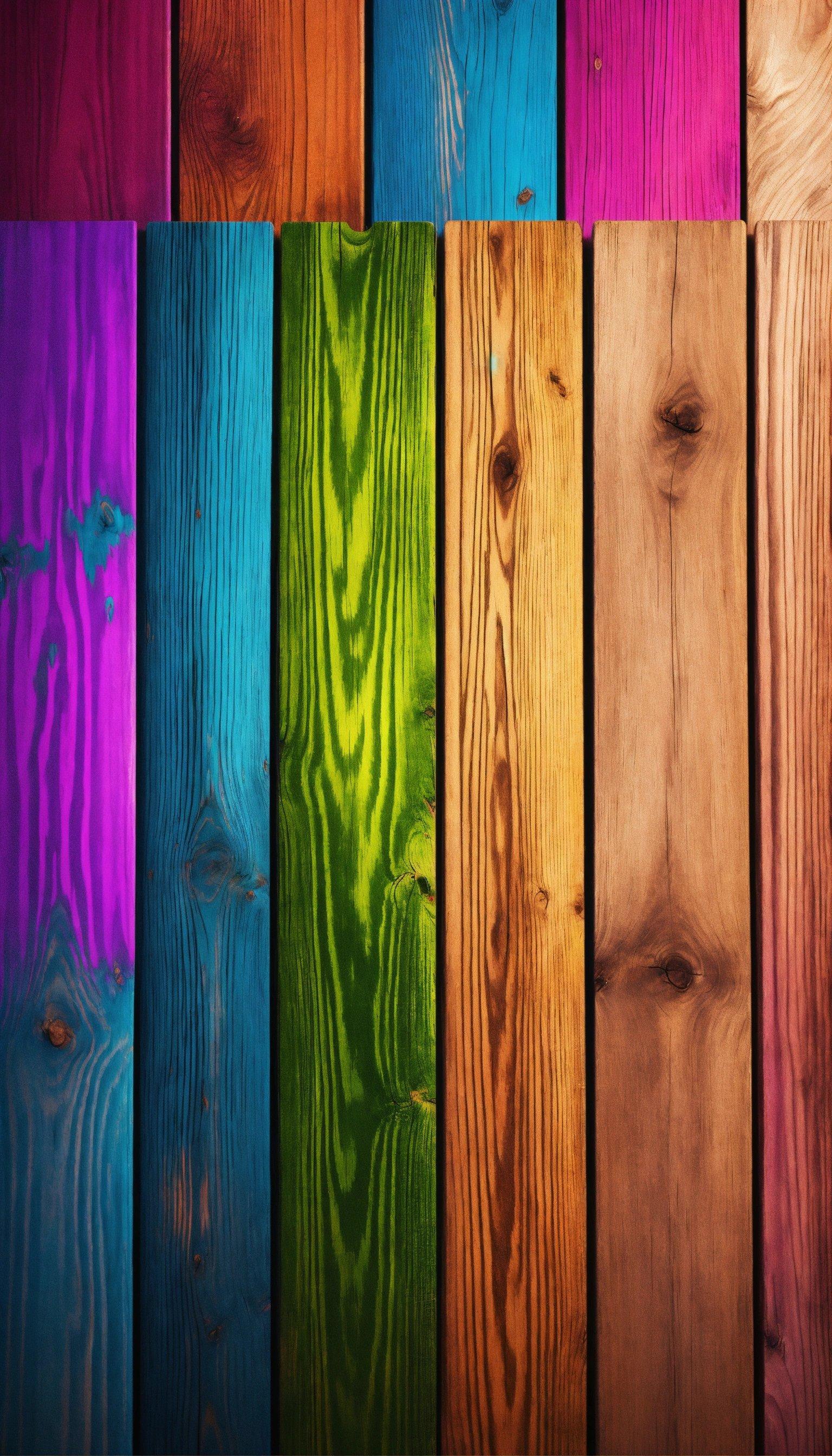 A Multicolored Wooden Wall With Different Colors