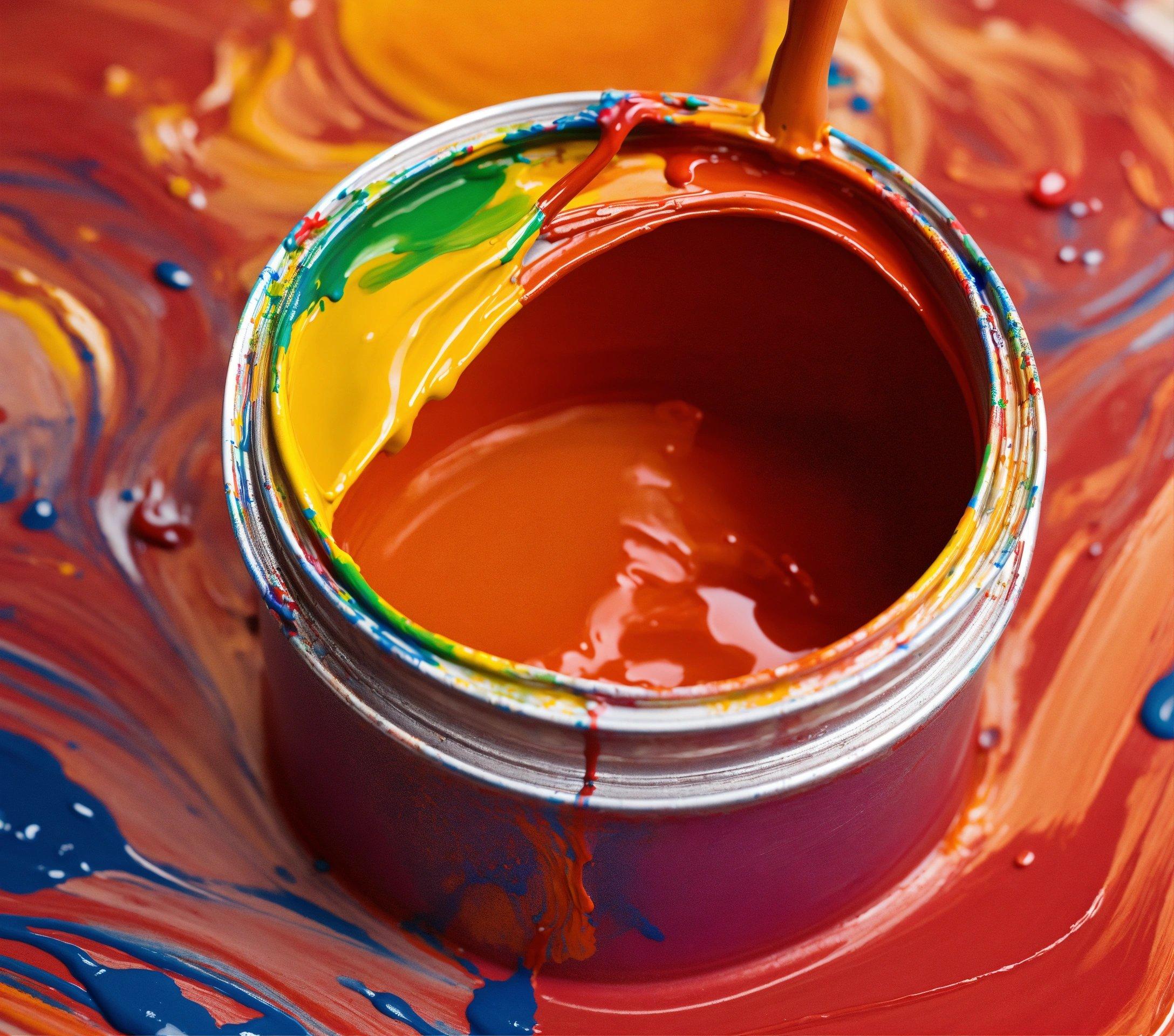 A Paint Can With A Paintbrush In It