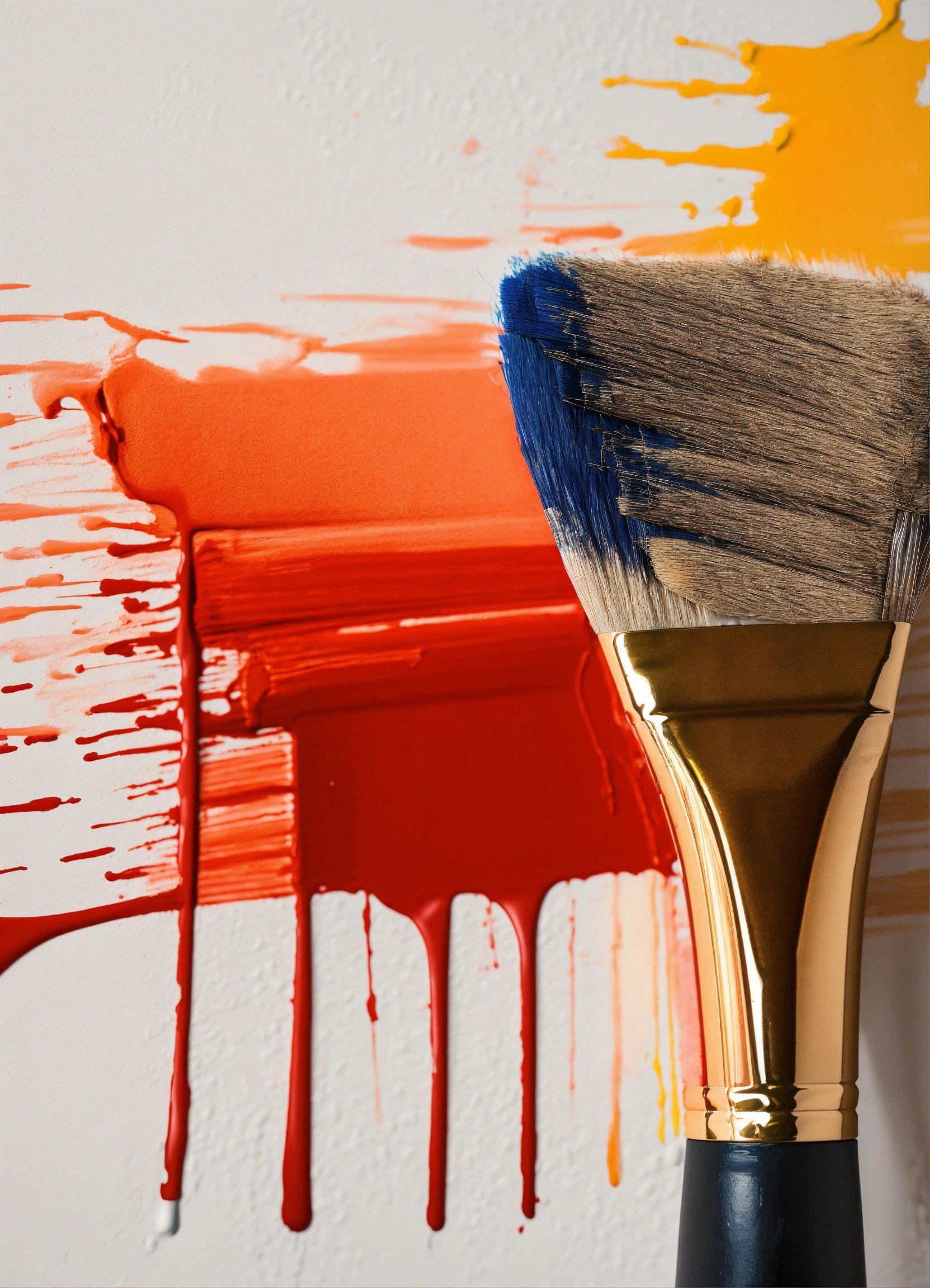 A Paintbrush With Red And Orange Paint On It