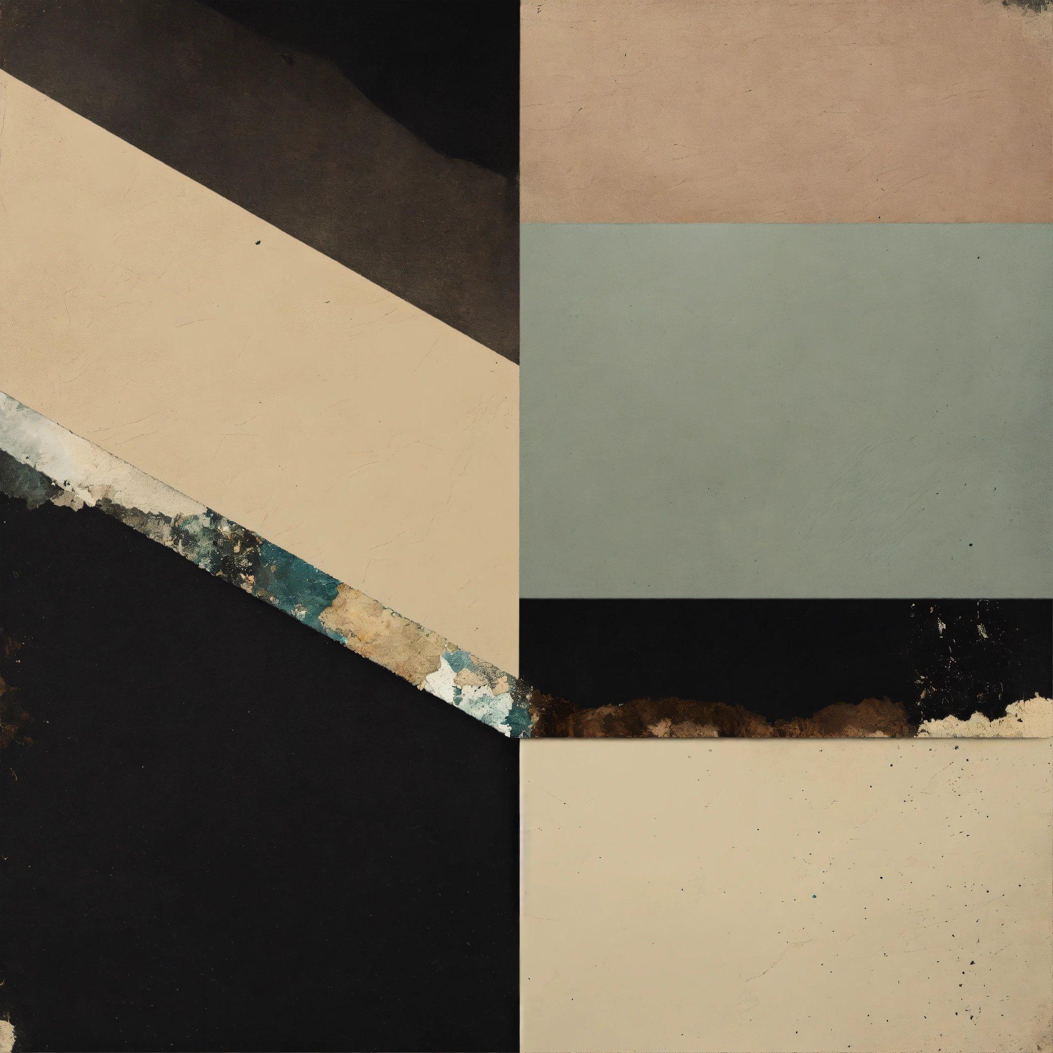 A Painting Of A Black, Beige, And Blue Rectangle