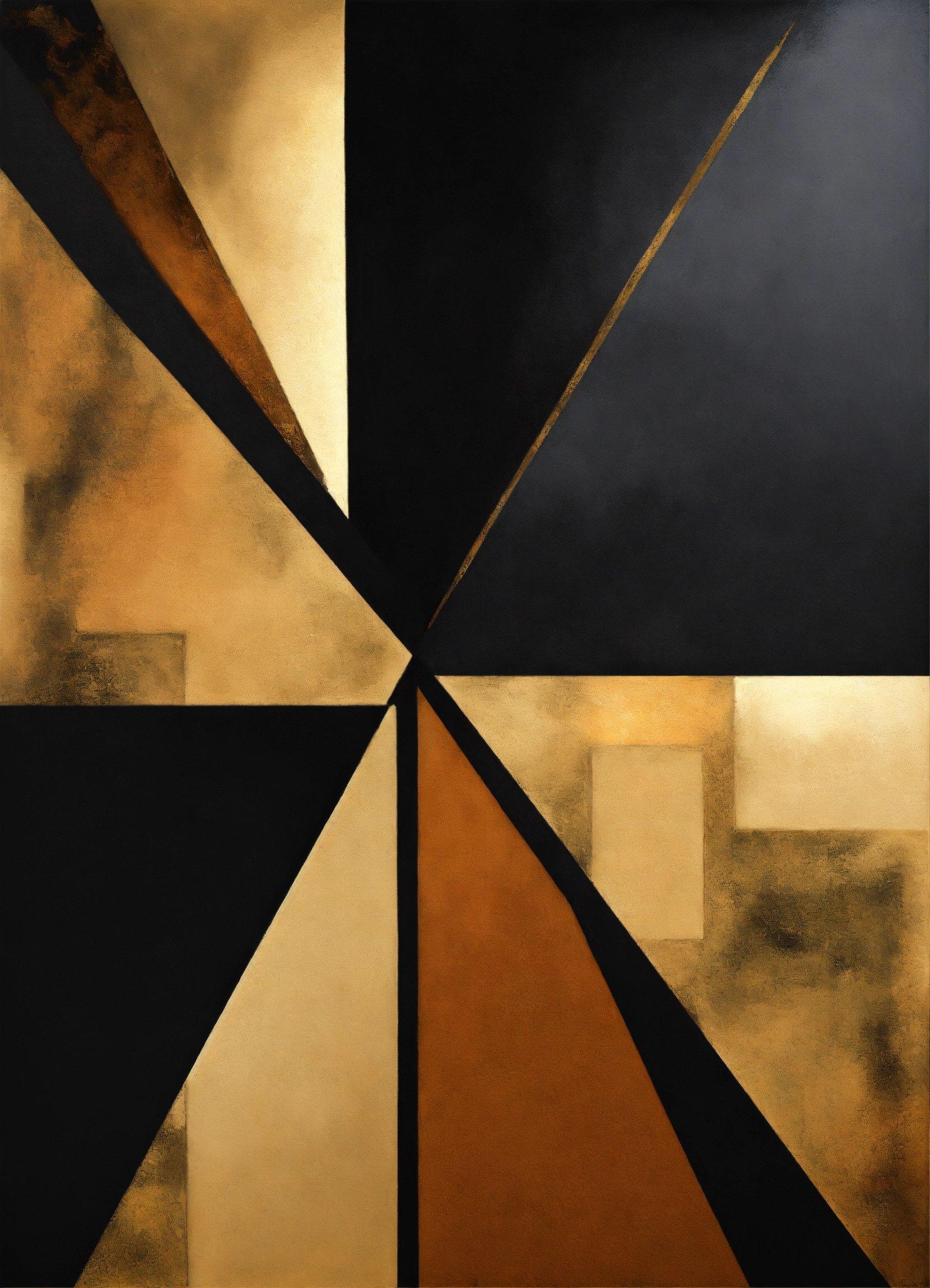 A Painting Of A Black, Brown, And White Design