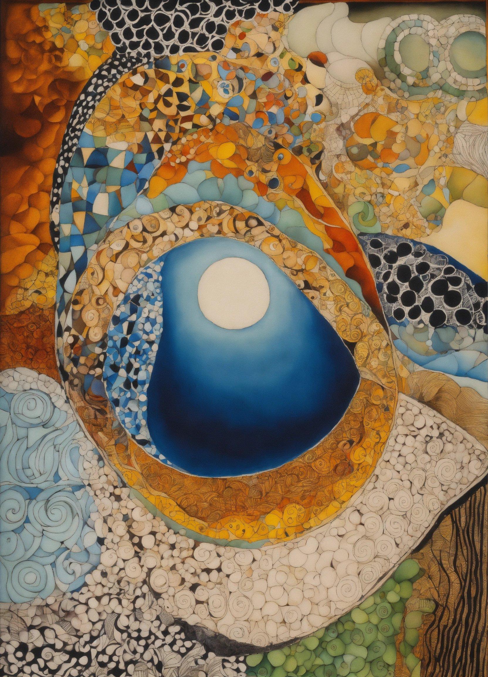 A Painting Of A Blue And Yellow Object