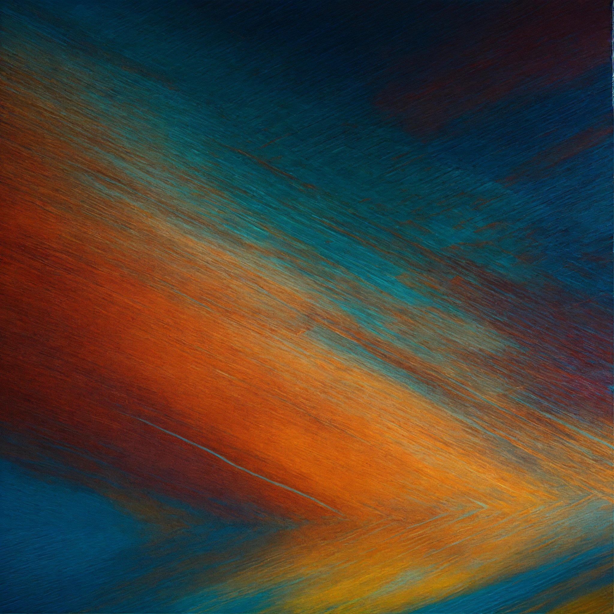 A Painting Of A Blue, Orange And Yellow Sky