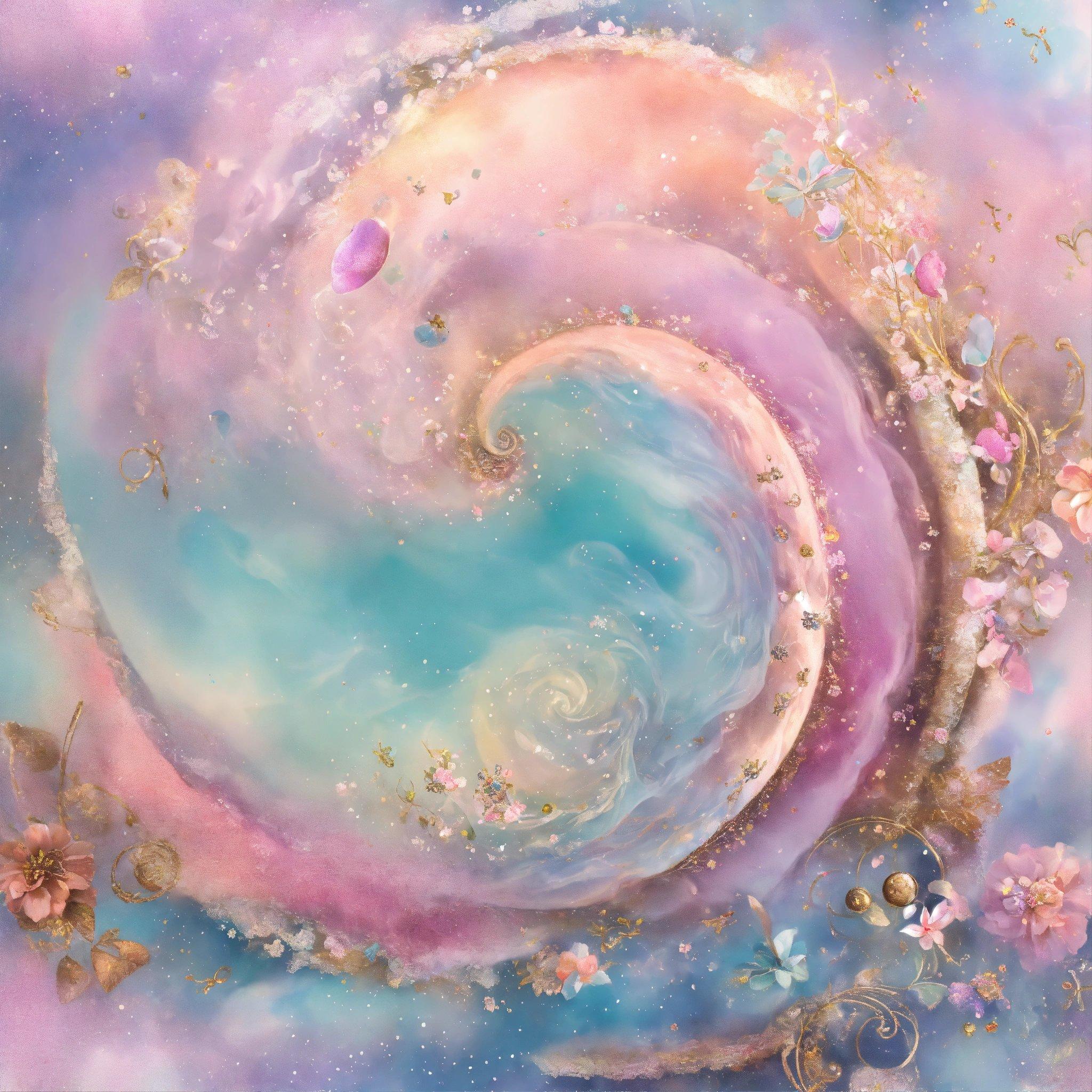 A Painting Of A Blue, Pink, And Purple Swirl