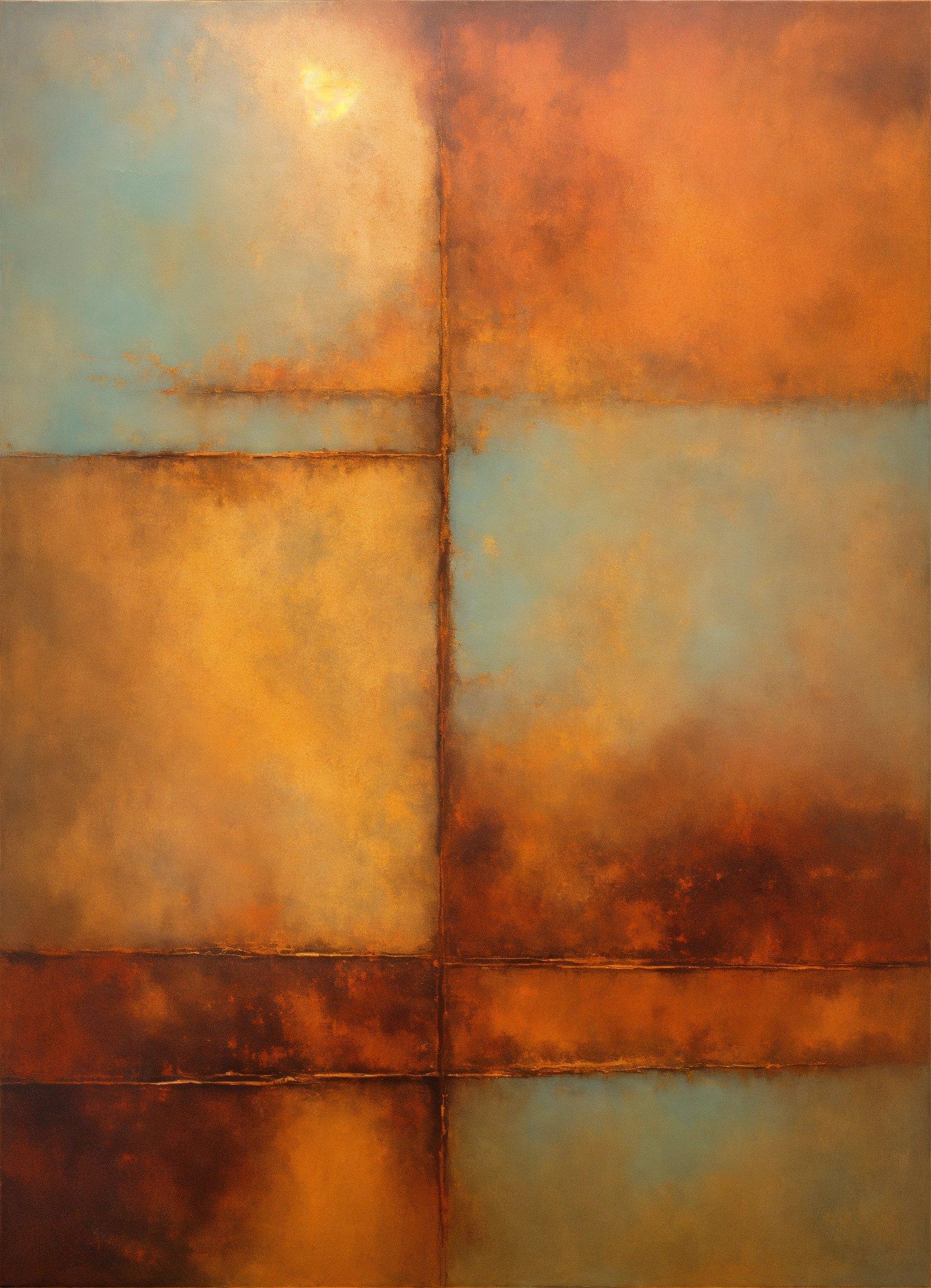 A Painting Of A Brown And Blue Background