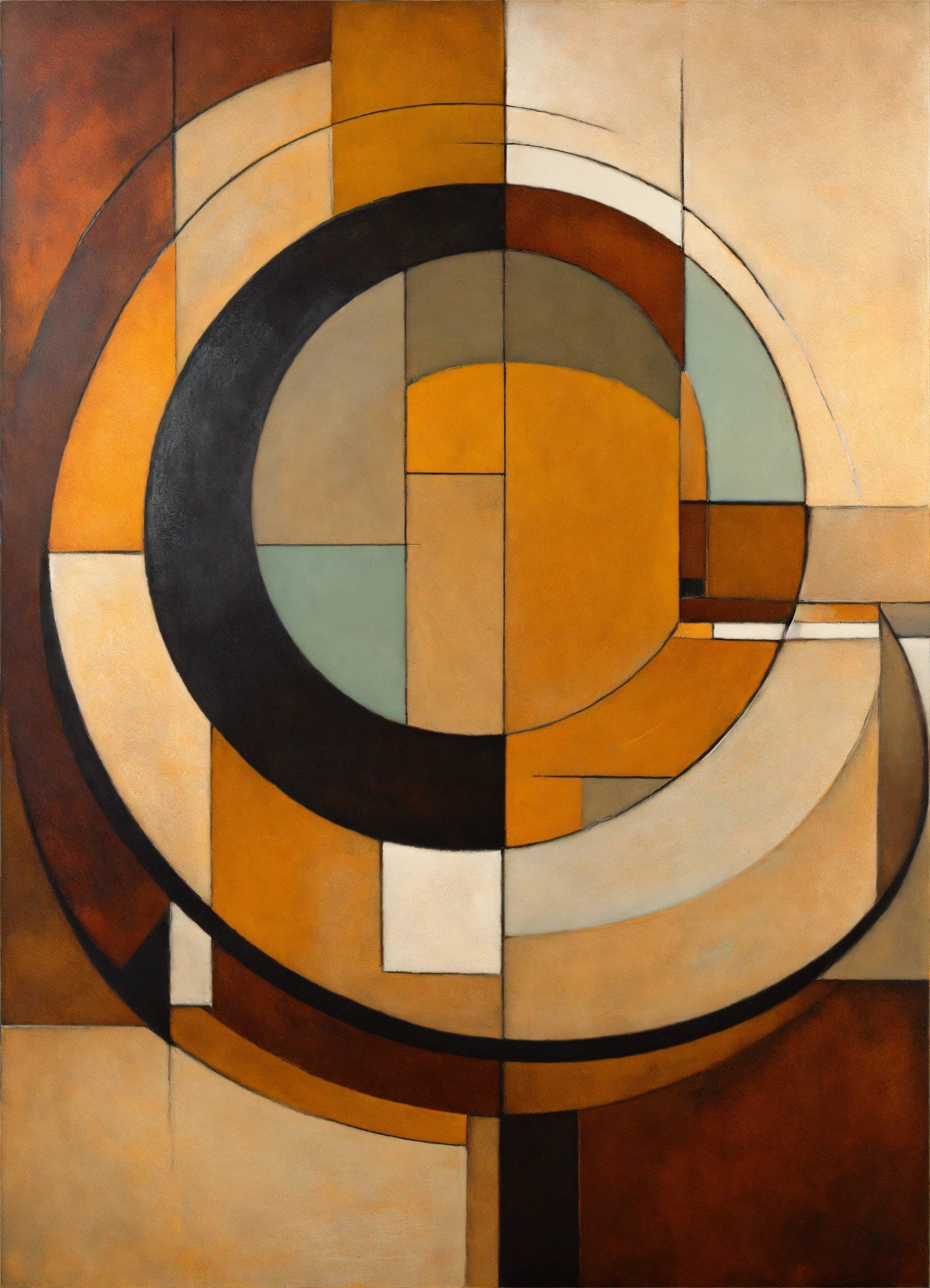 A Painting Of A Brown And White Circle