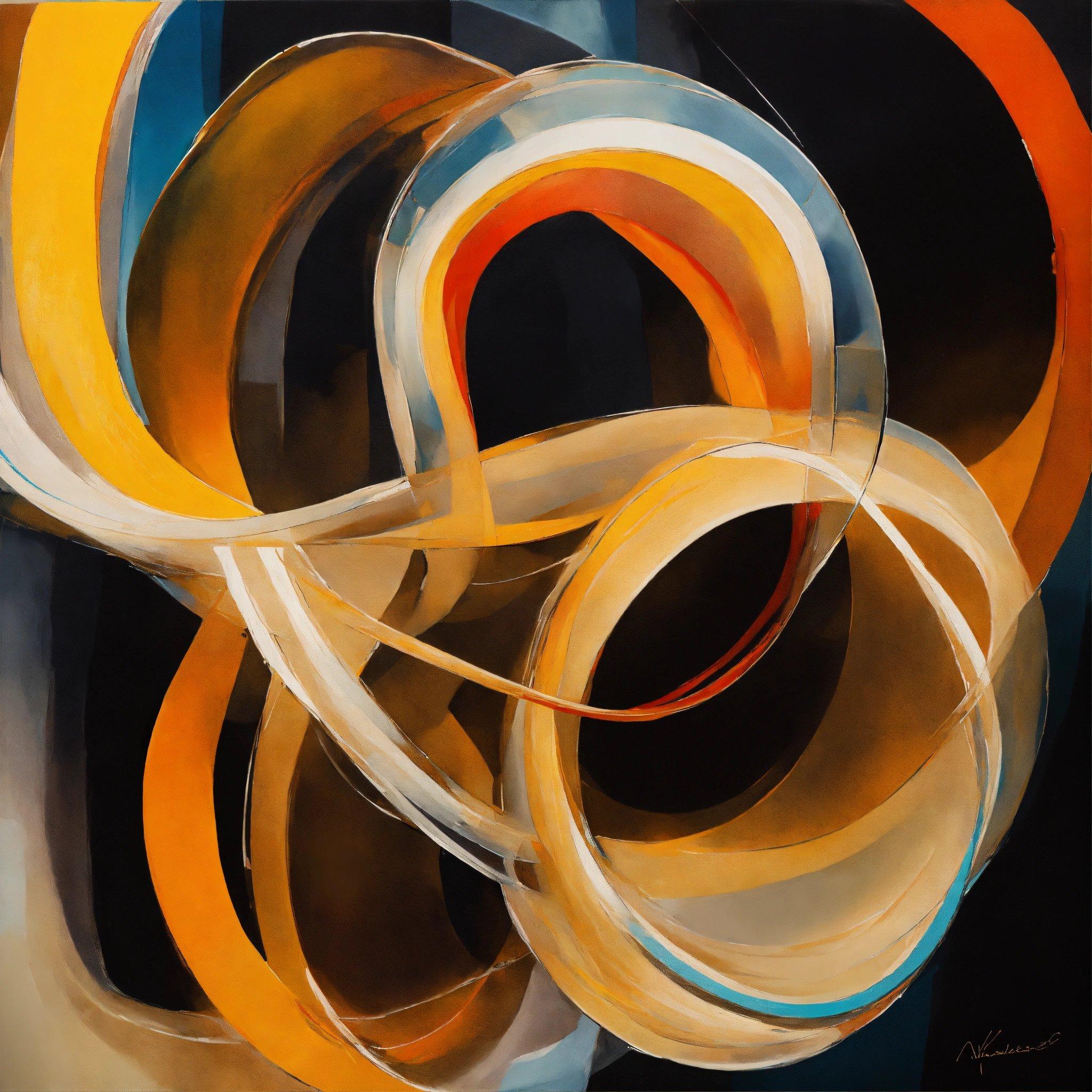 A Painting Of A Bunch Of Rings On A Black Background