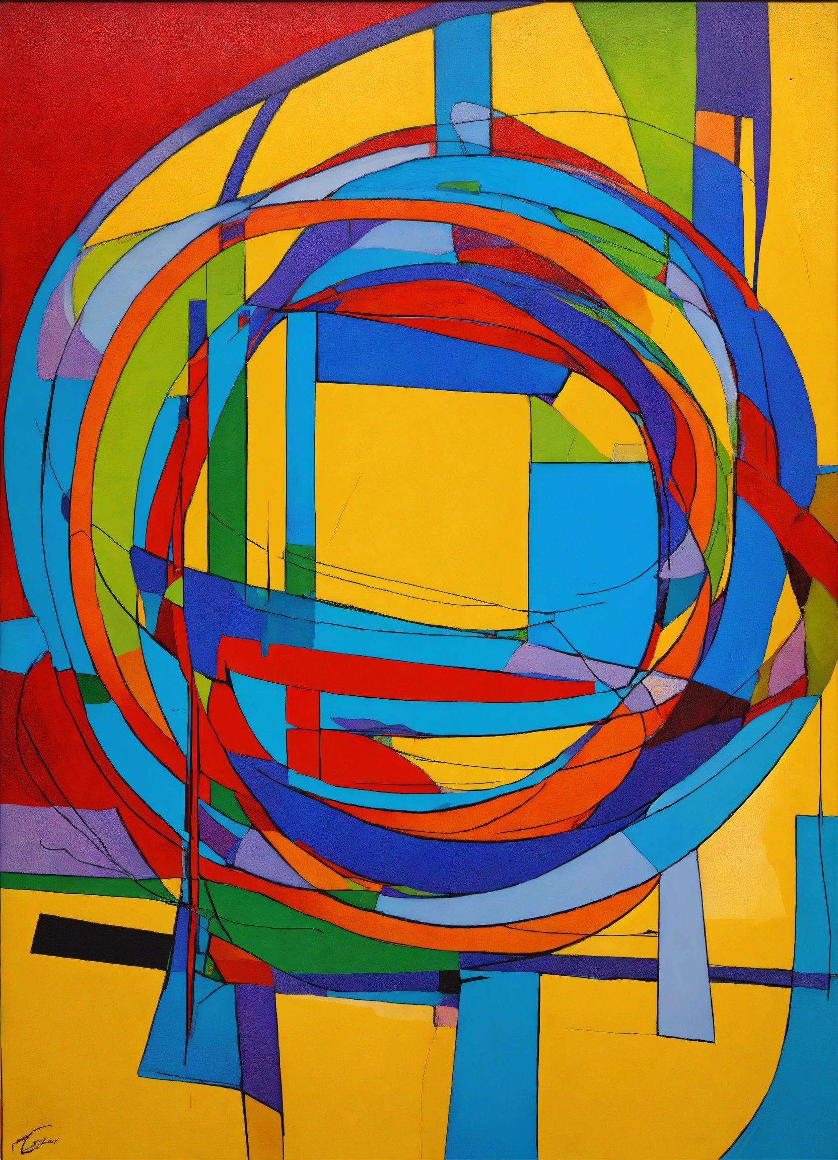 A Painting Of A Circular Design On A Yellow Background