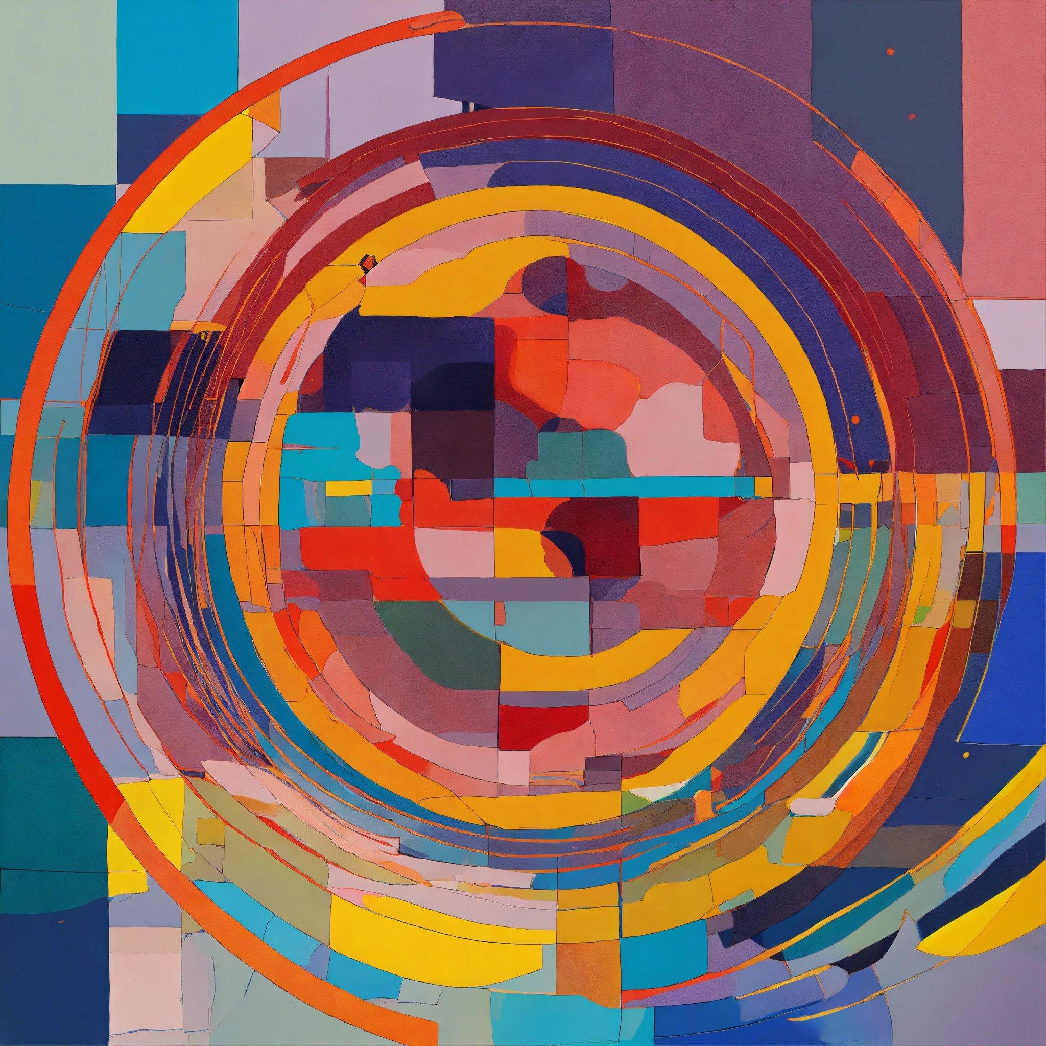 A Painting Of A Circular Design With Many Colors