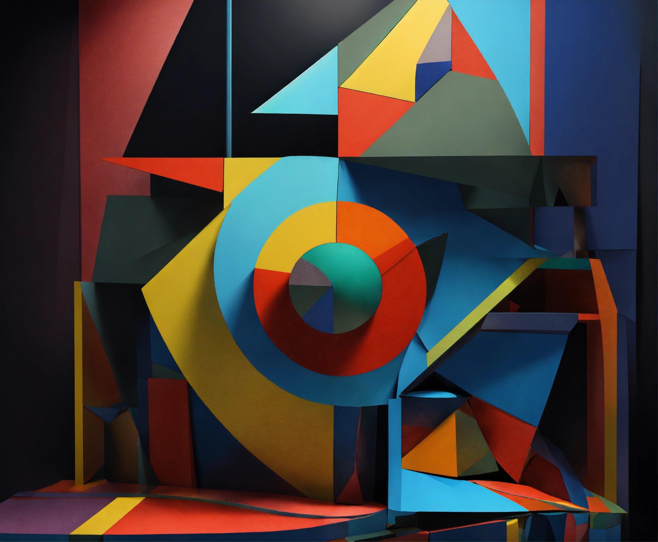 A Painting Of A Colorful Abstract Design On A Wall