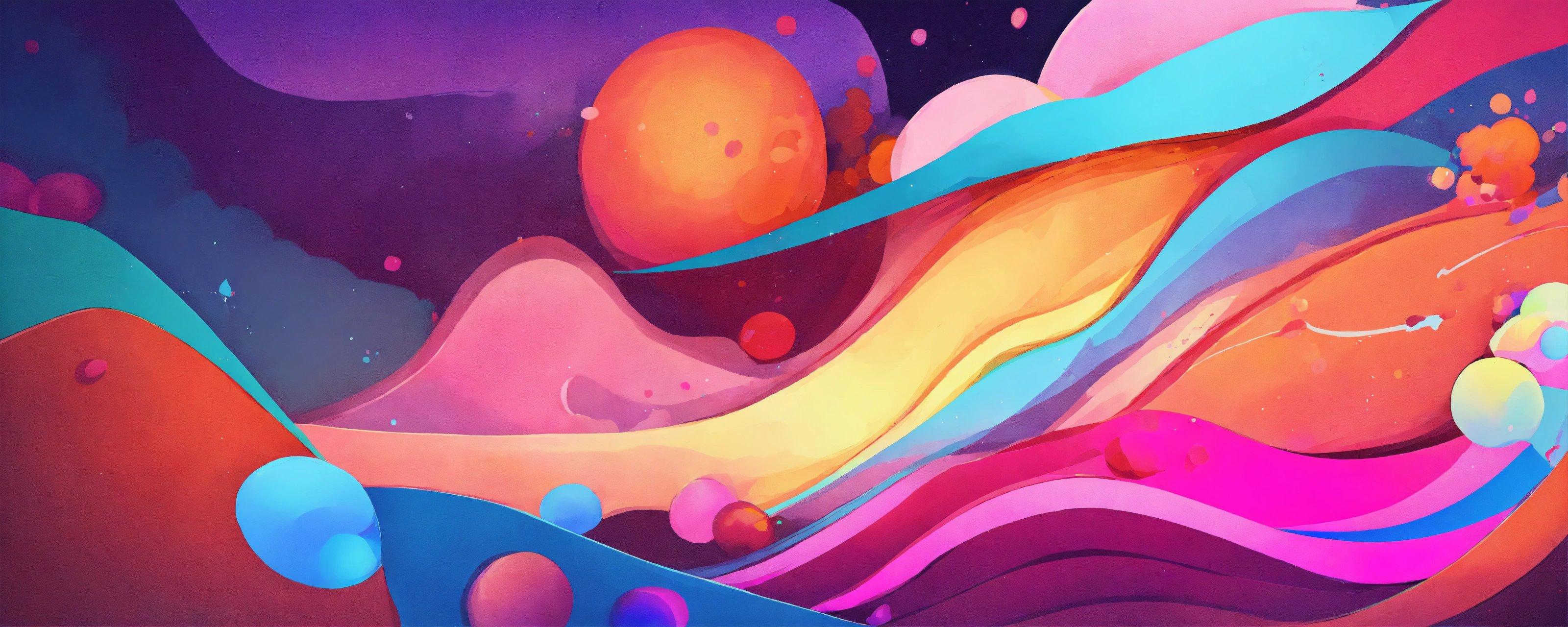 A Painting Of A Colorful Abstract Landscape