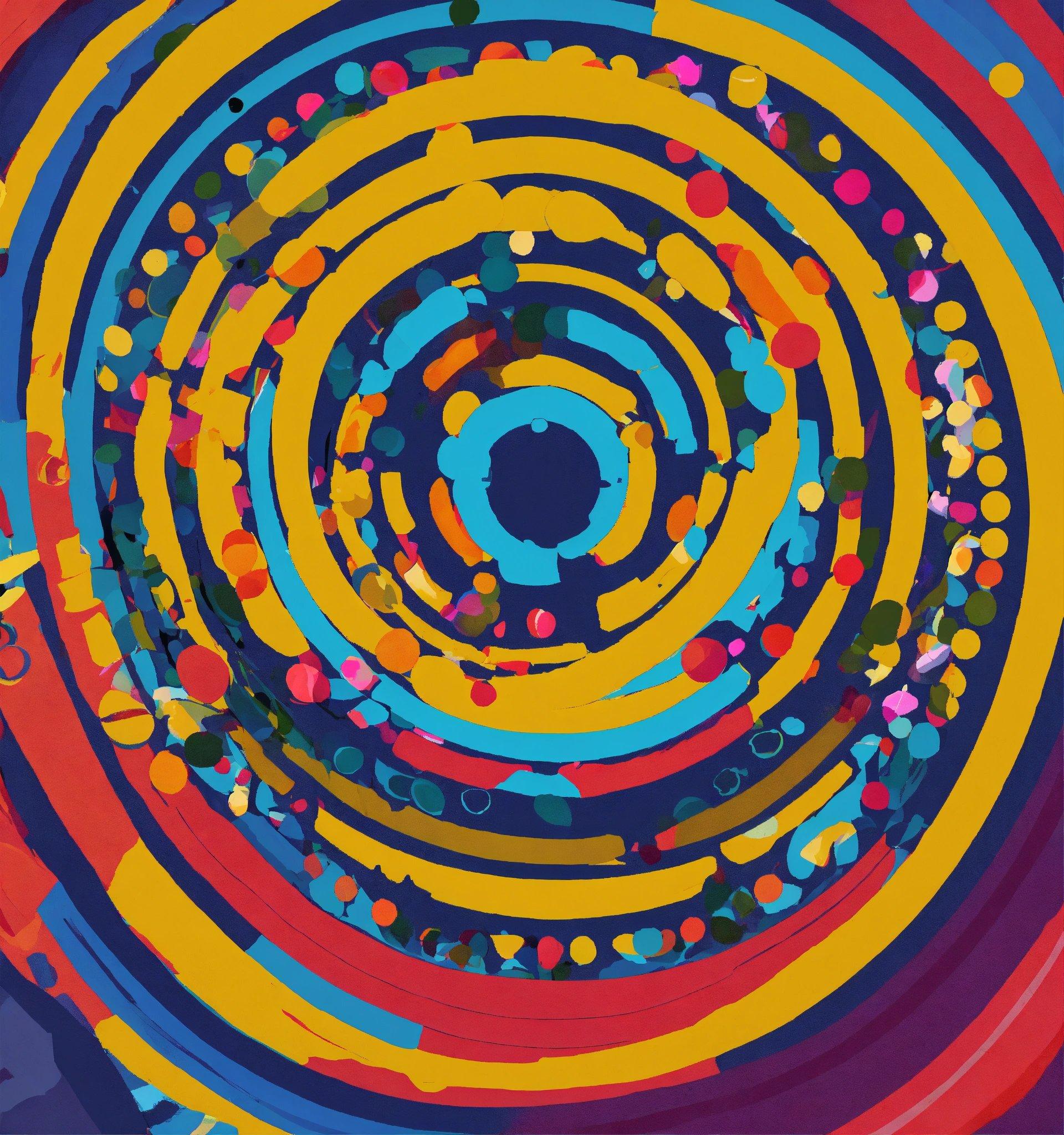 A Painting Of A Colorful Circular Design