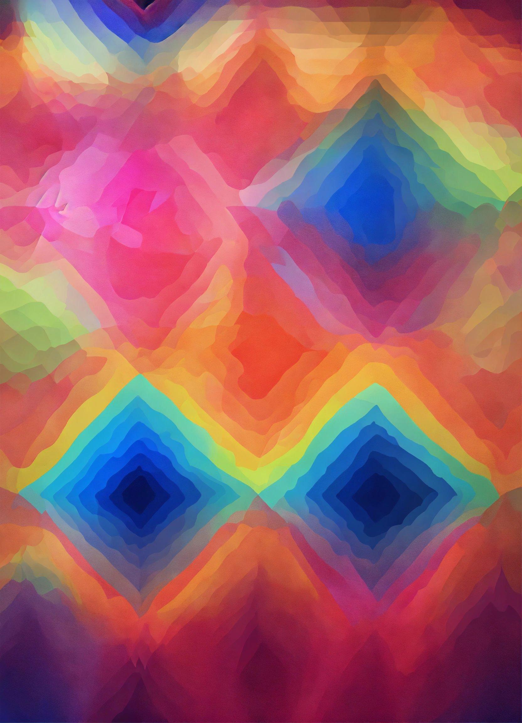 A Painting Of A Colorful Diamond Pattern